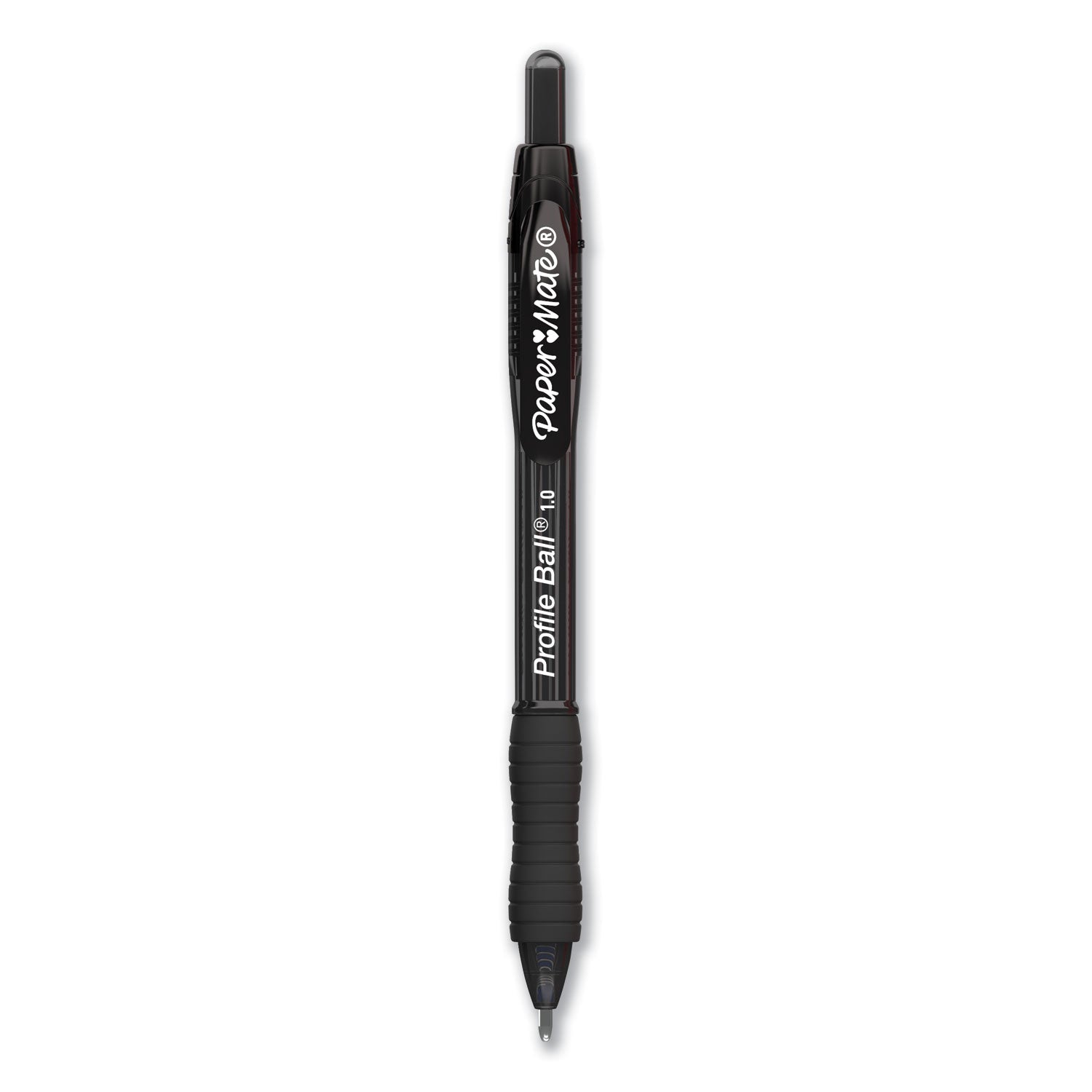 Paper Mate Profile 1.0mm Ballpoint Pens - 1 mm Medium Conical Pen Point - Retractable - Black Ink - Black Barrel - 1 Dozen