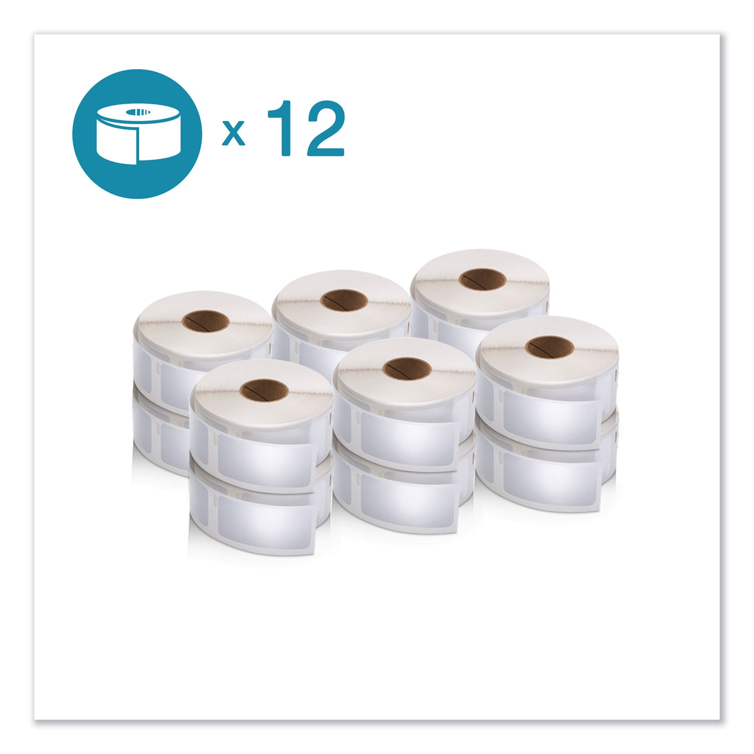 Dymo LabelWriter Labels - 1" Height x 2 1/8" Width - Roll - Rectangle - Direct Thermal - White - Durable, Adhesive, Strong - 500 / Roll - 12 / Pack