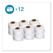 Dymo LabelWriter Labels - 1 1/8" Height x 3 1/2" Width - Rectangle - White - 350 / Roll - 12 / Pack