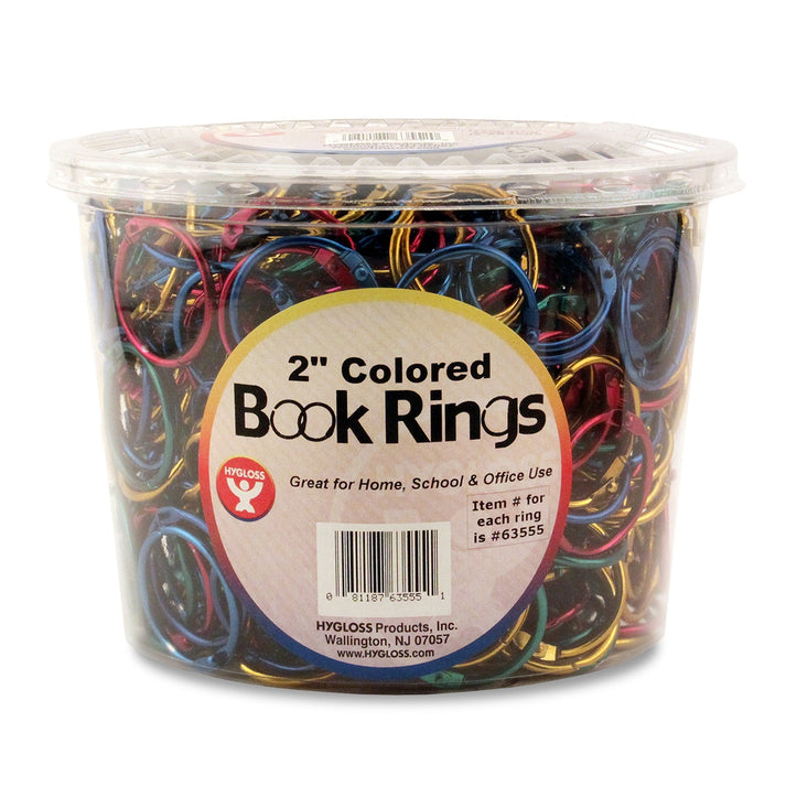 Book Rings in Counter Display - Assorted Metallic Colors, 250 Rings, 2"