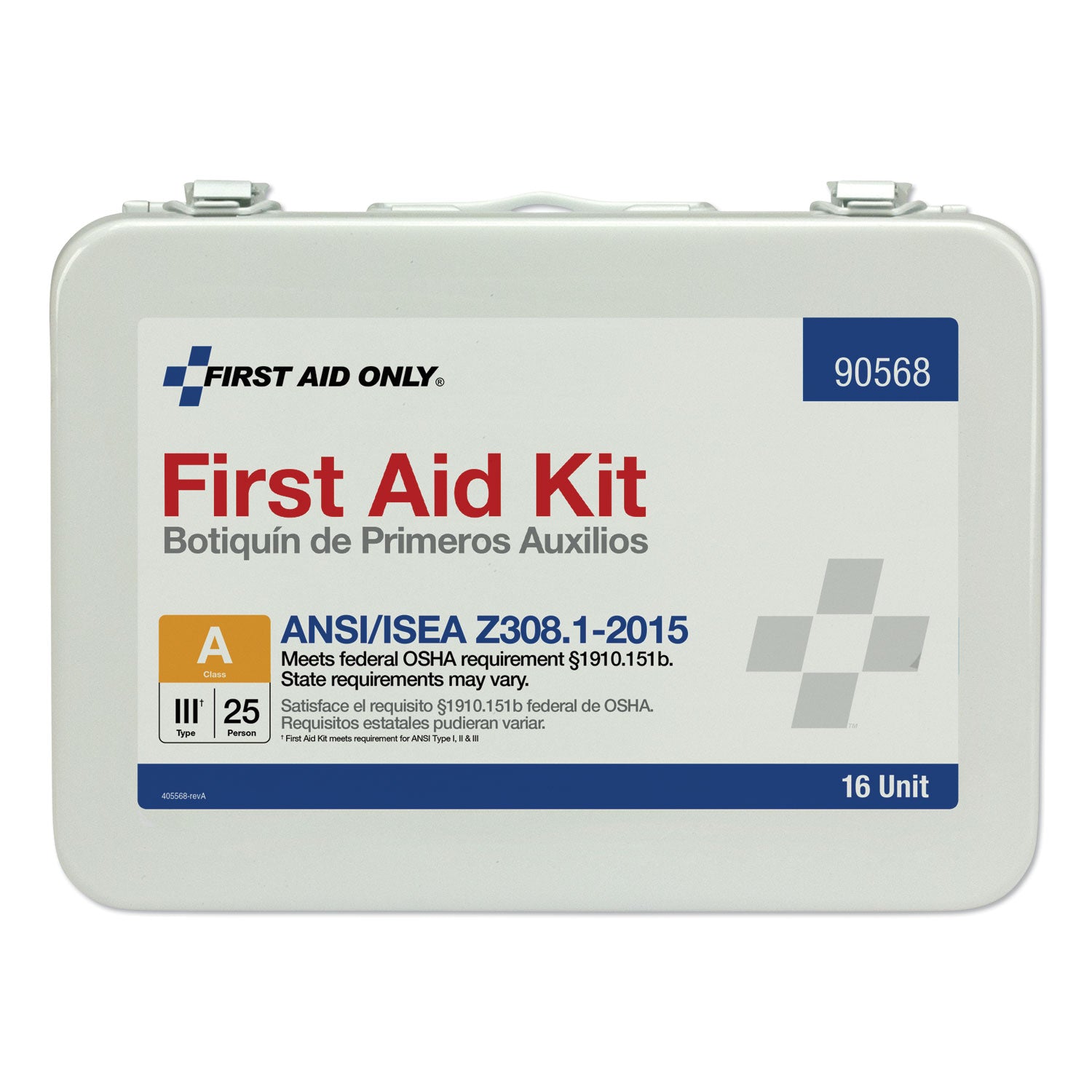 Unitized Ansi Compliant Class A Type Iii First Aid Kit For 25 People, 84 Pieces, Metal Case