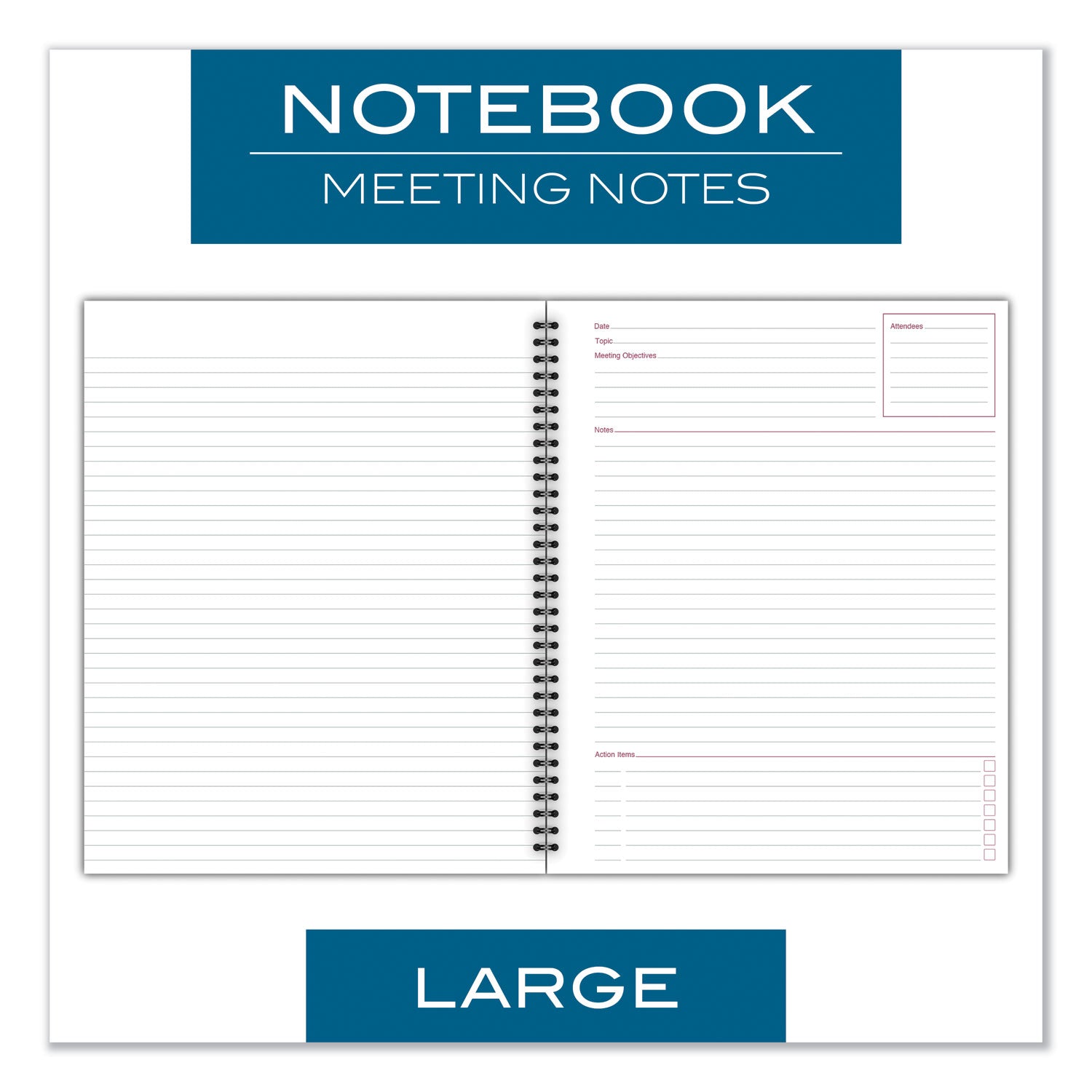 80 Sheets - Wire Bound - Letter - 8 1/2" x 11" Sheet Size - Black Linen Cover - Perforated - 1 Each