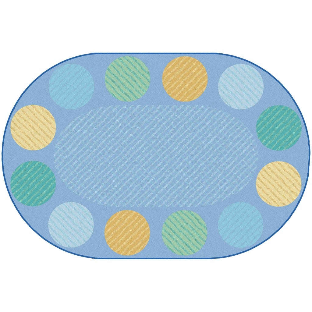 Tranquil Spot Seating Rug with 12 Seats  - 4ft x 6ft - Oval - Blue