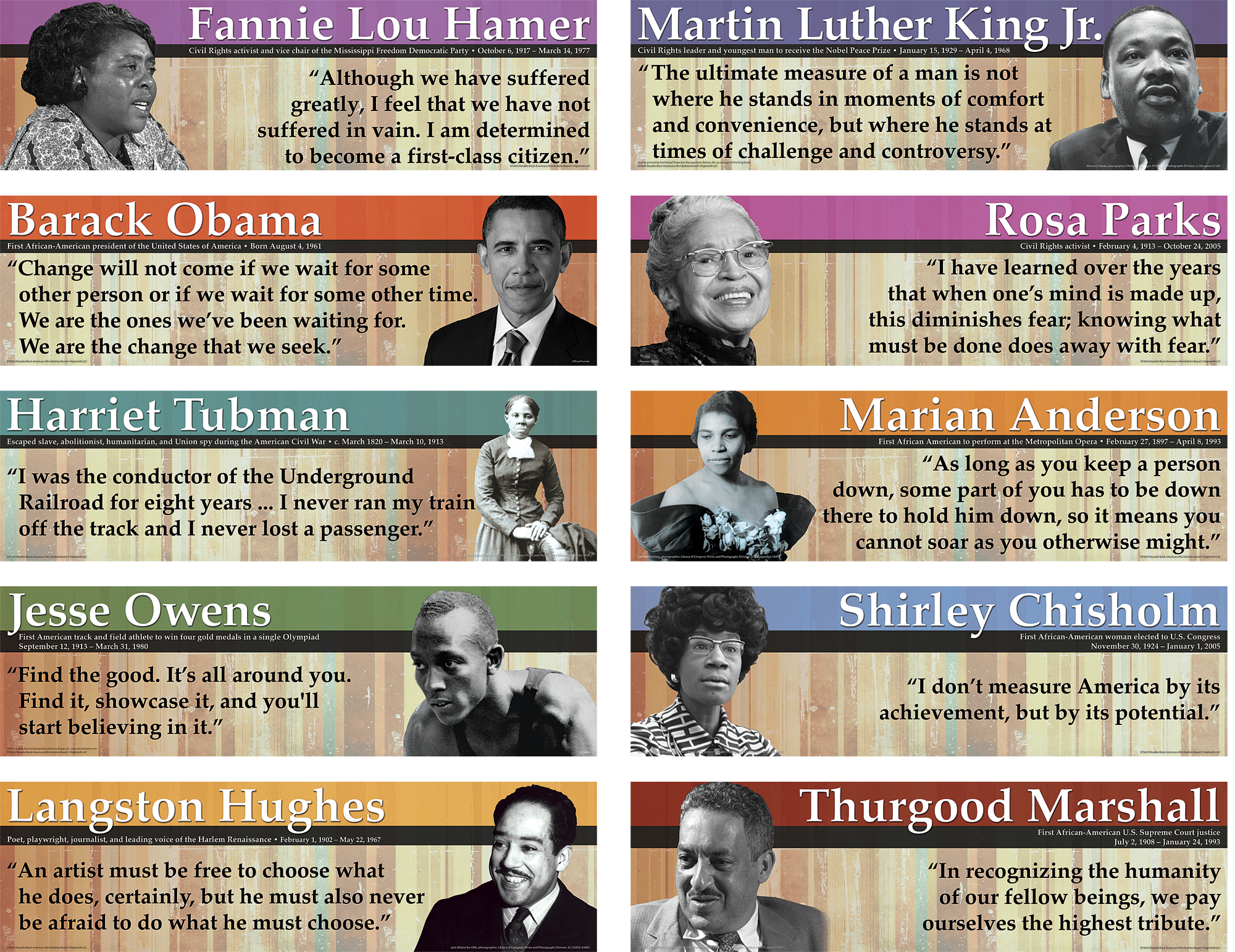 Notable Black Americans Mini Bulletin Board