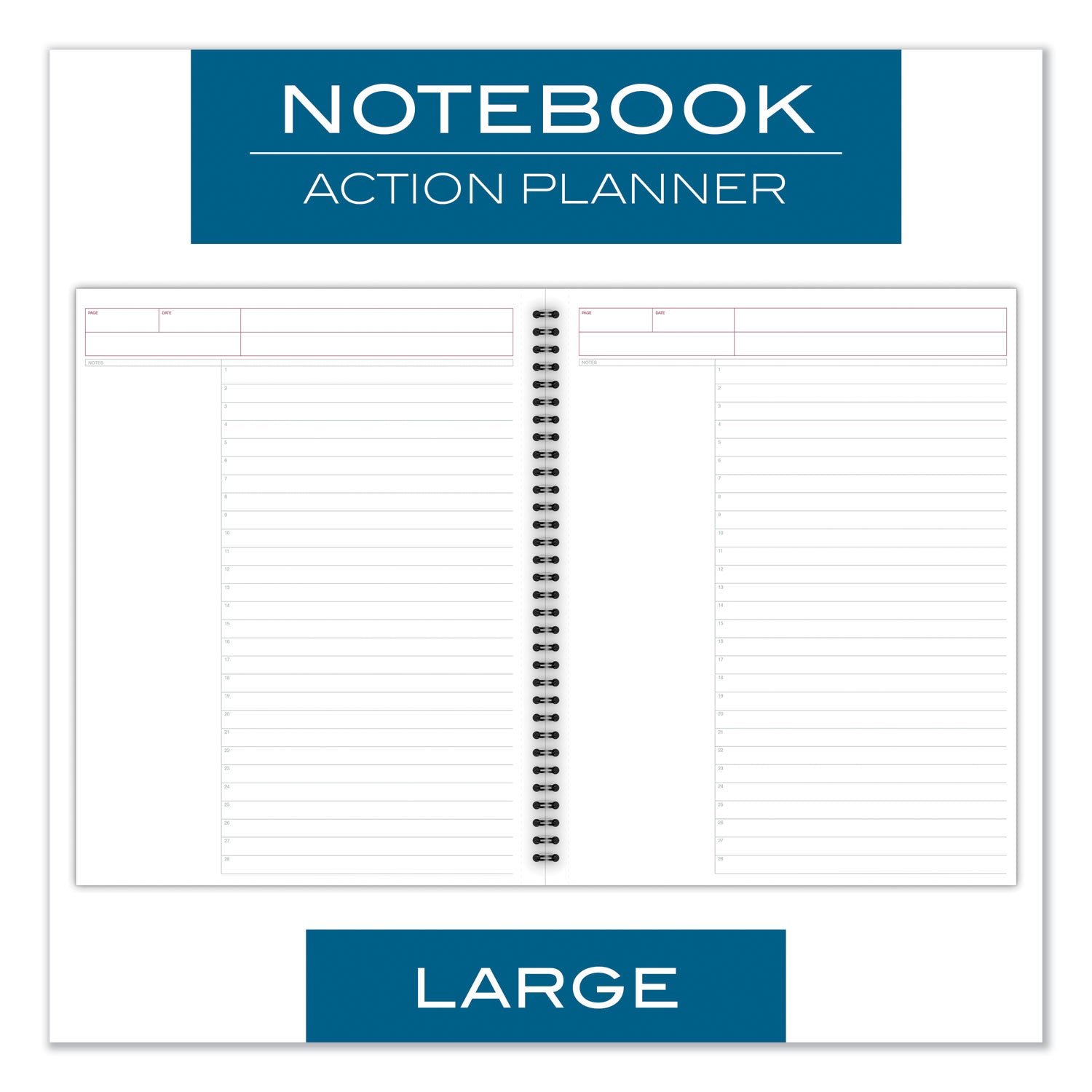80 Sheets - Double Wire Spiral - 0.34" Ruled - 20 lb Basis Weight - Letter - 8 1/2" x 11" Sheet Size - White Paper - Black Binding - Black Linen Cover - Bond Paper, Perforated, Subject - 1 Each