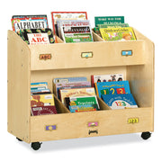 Jonti-Craft Mobile Section Book Storage Organizer, 6 Compartments, 29.5" H x 36" W x 16" D, Baltic Acrylic, 1 Each