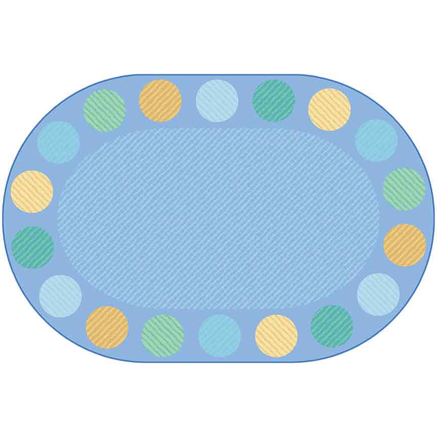 Tranquil Spot Seating Rug with 18 Seats - 6ft x 9ft - Oval - Blue