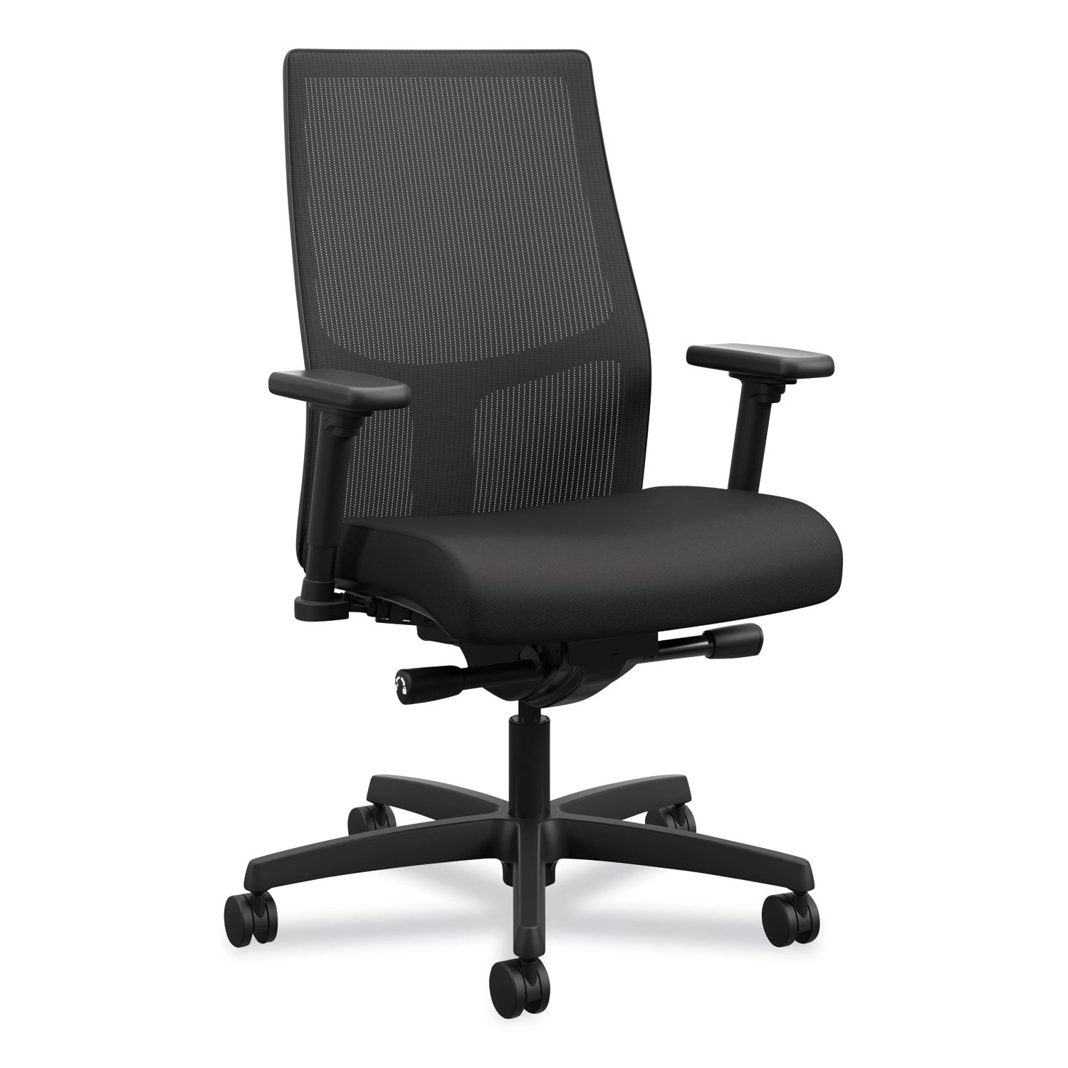 HON Ignition HIWMMKD Task Chair - Black Seat Color - Fabric Seat Material - Black Back Color - Ilira-stretch Back Material - Black Frame Color - Mid Back - 5-star Base - 1 / Pack