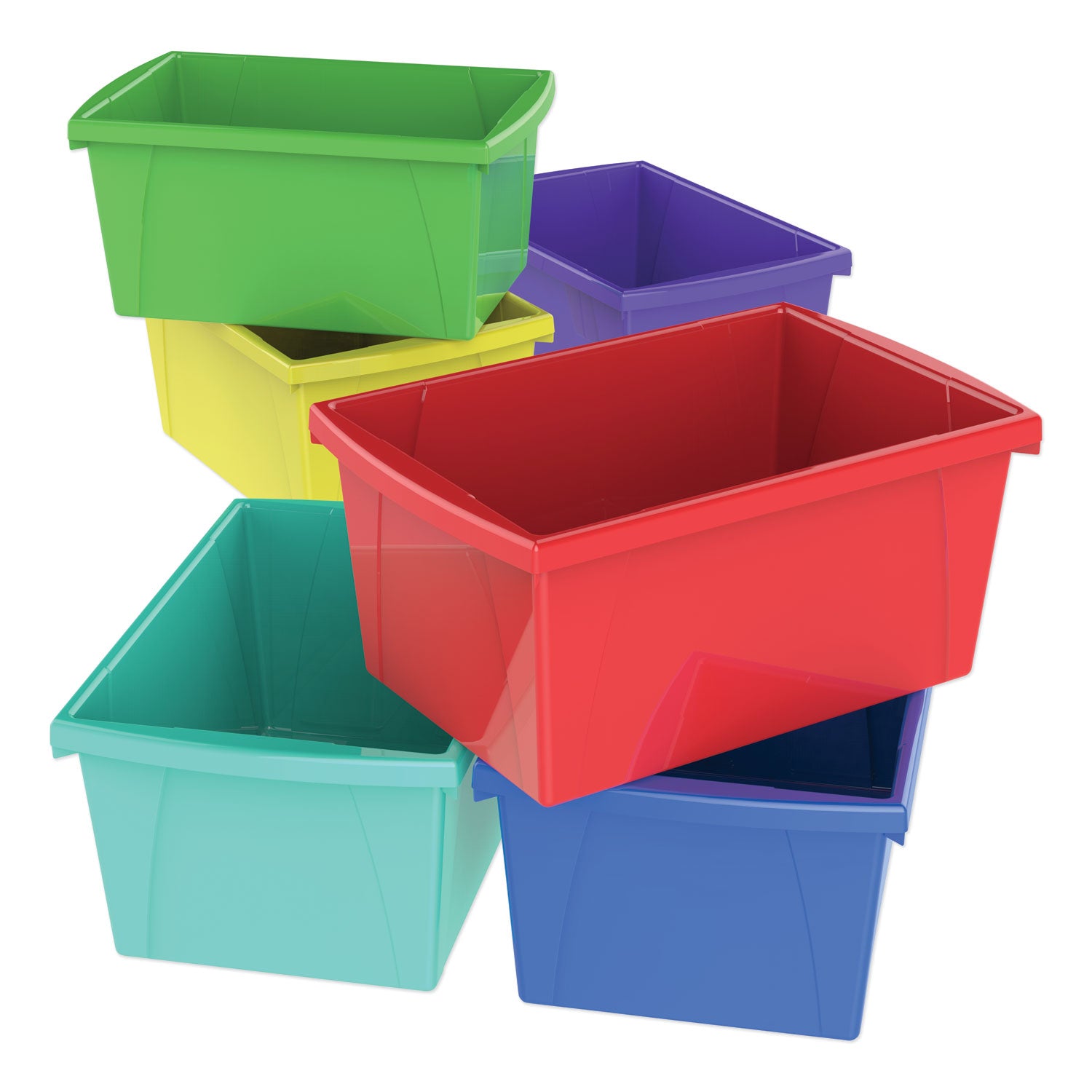 Medium Classroom Storage Bin, 5.5 Gallon, Assorted Color, Set of 6
