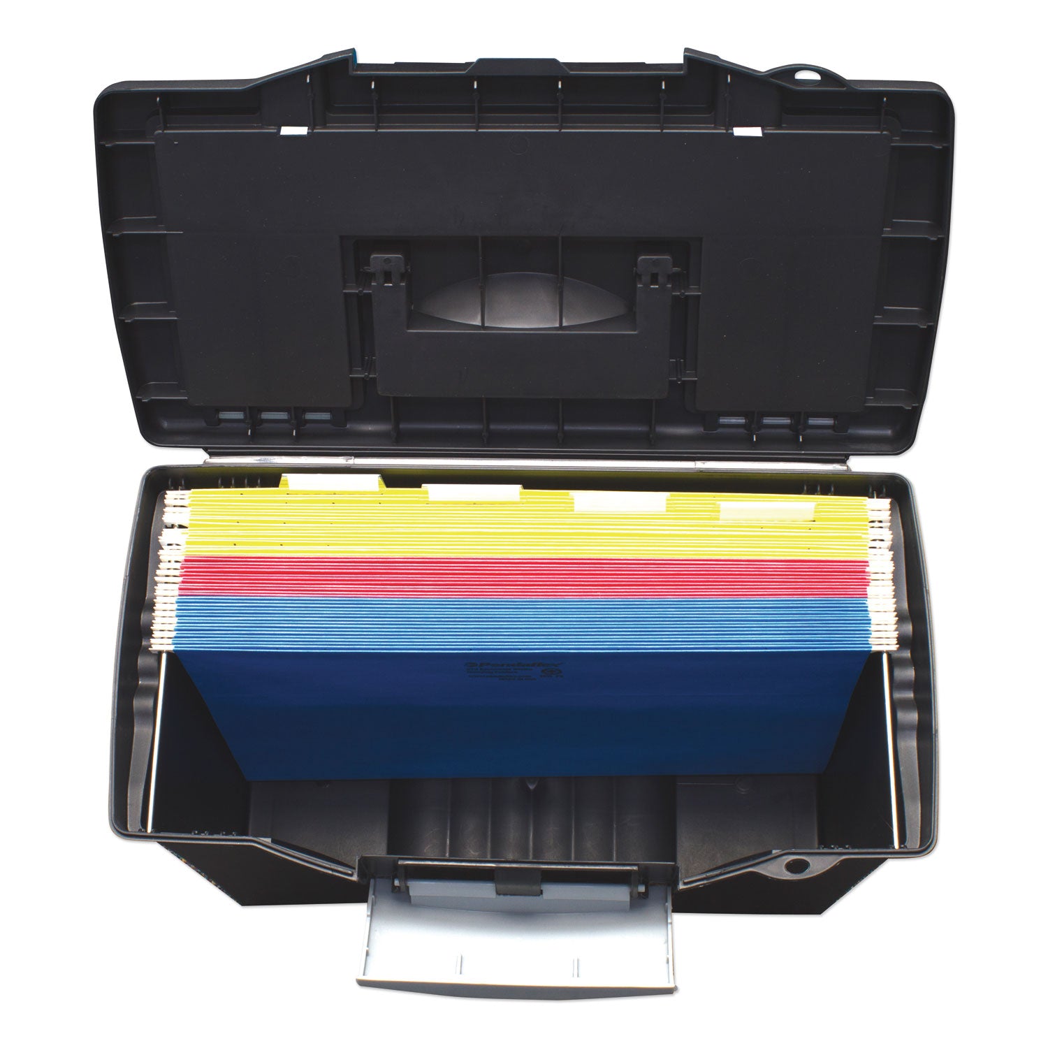 Portable Letter/legal Filebox With Organizer Lid, Letter/legal Files, 14.5" X 10.5" X 12", Black