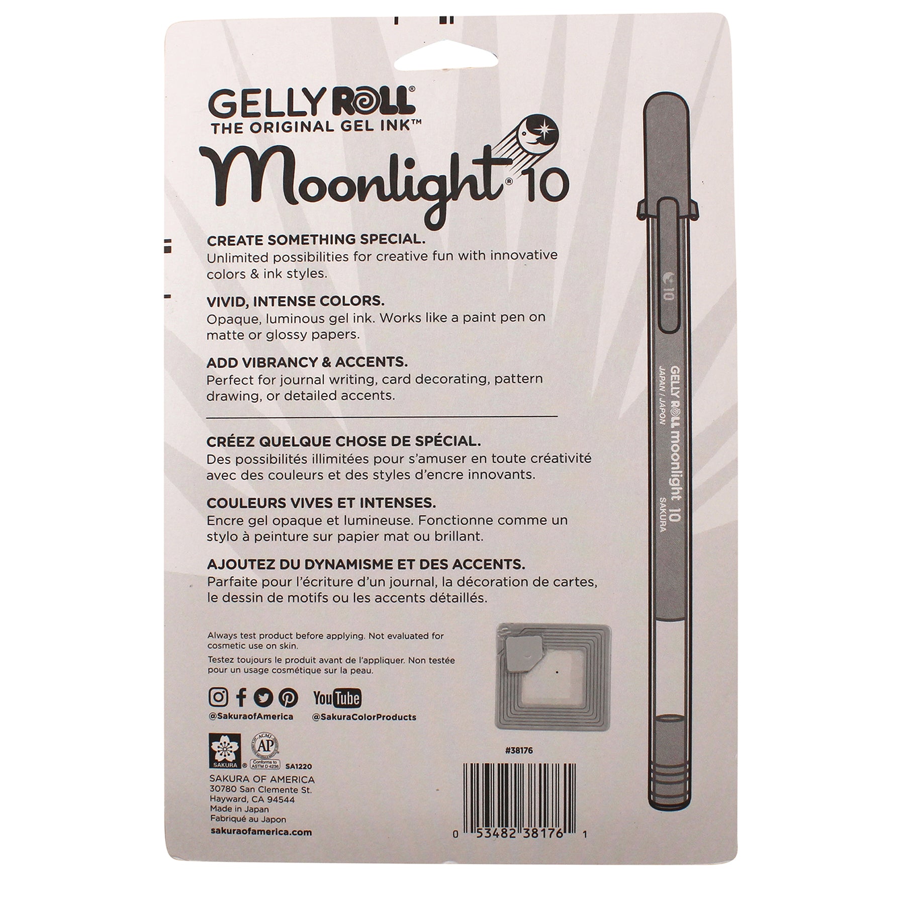 Moonlight Gel Pens, 10 Bold Point, Assorted Colors, 10-Pack, Blister Card