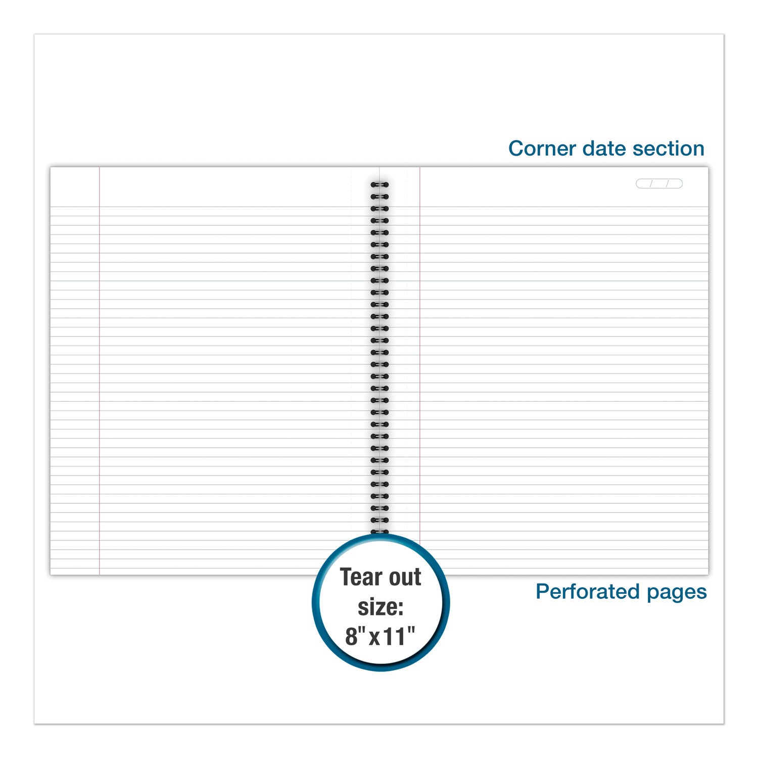 Cambridge Limited Business Notebook, 80 Sheets, Wire Bound, Legal Ruled, 8 1/4" x 11", Black Linen Cover, Perforated, 1 Each