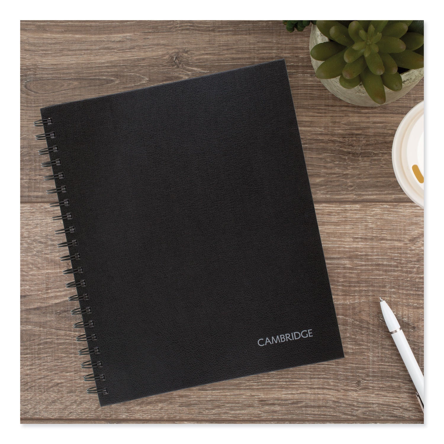 96 Sheets - Wire Bound - 0.28" Ruled - 20 lb Basis Weight - Letter - 8 1/2" x 11" Sheet Size - White Paper - Black Linen Cover - Pocket, Tab, Bond Paper, Perforated, Bleed-free - 1 Each
