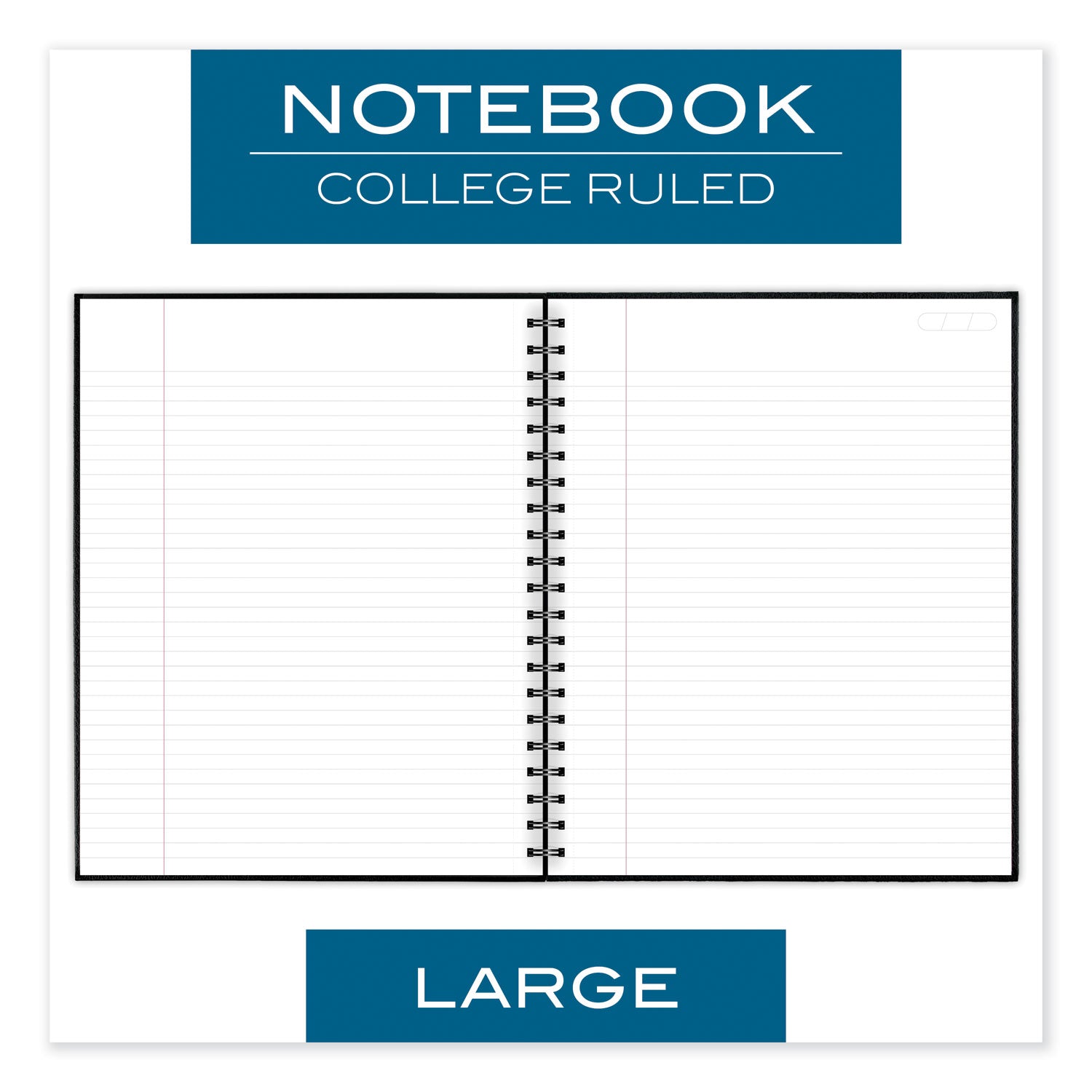 96 Sheets - Wire Bound - 0.28" Ruled - 20 lb Basis Weight - Letter - 8 1/2" x 11" Sheet Size - White Paper - Black Linen Cover - Pocket, Tab, Bond Paper, Perforated, Bleed-free - 1 Each