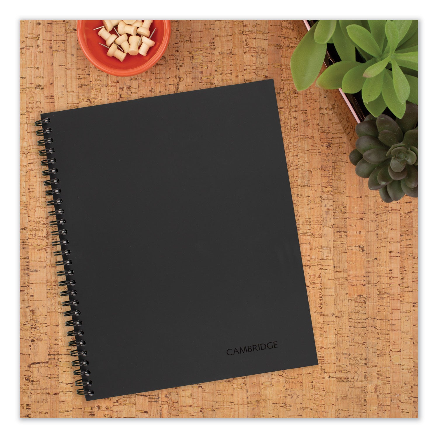 80 Sheets - Wire Bound - 0.28" Ruled - 20 lb Basis Weight - 6" x 9 1/2" Sheet Size - White Paper - Black Linen Cover - Pocket, Tab, Subject, Perforated, Flexible Cover - 1 Each