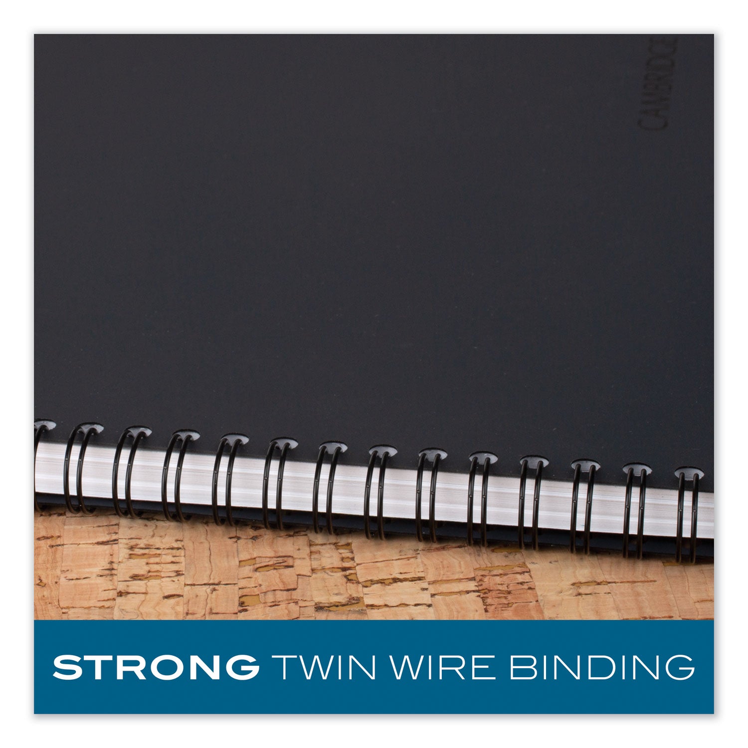 Cambridge Limited Business Notebook, 80 Sheets, 8" x 5", College Ruled, Wire Bound, Perforated, Black Linen Flexible Cover, 20 lb White Bond Paper, 1 Each