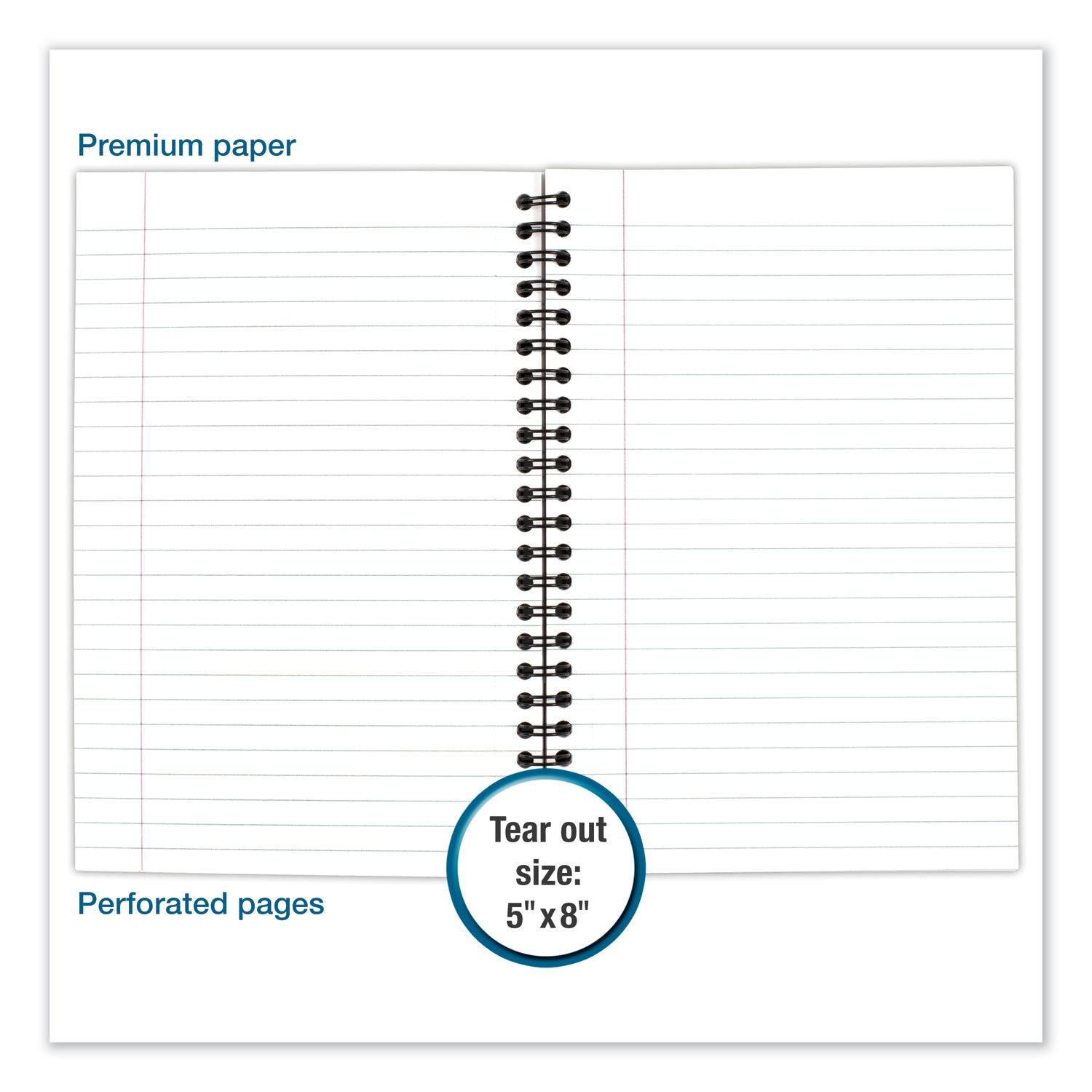 Cambridge Limited Business Notebook, 80 Sheets, 8" x 5", College Ruled, Wire Bound, Perforated, Black Linen Flexible Cover, 20 lb White Bond Paper, 1 Each