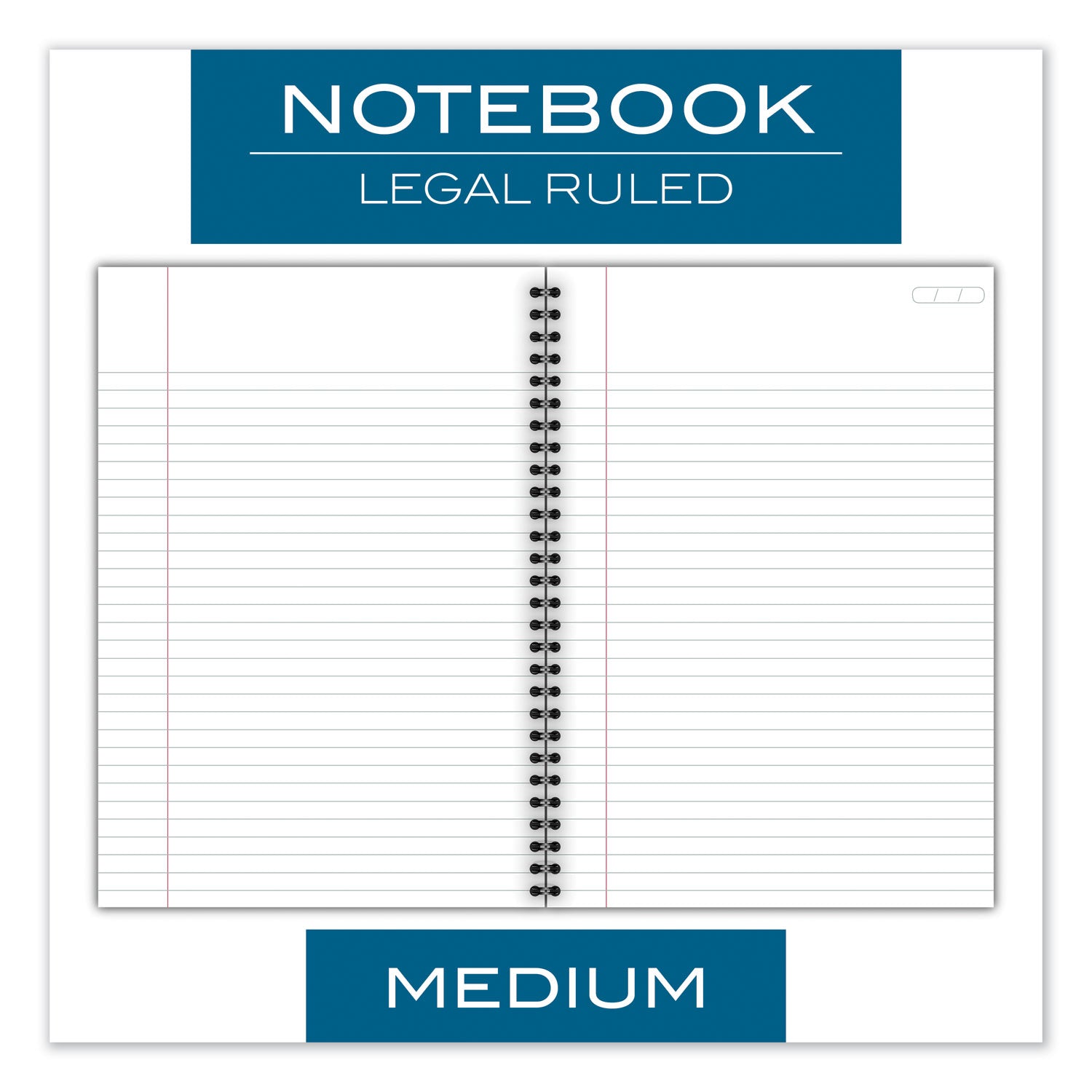80 Sheets - Wire Bound - 0.28" Ruled - 20 lb Basis Weight - 6" x 9 1/2" Sheet Size - White Paper - Black Linen Cover - Pocket, Tab, Subject, Perforated, Flexible Cover - 1 Each