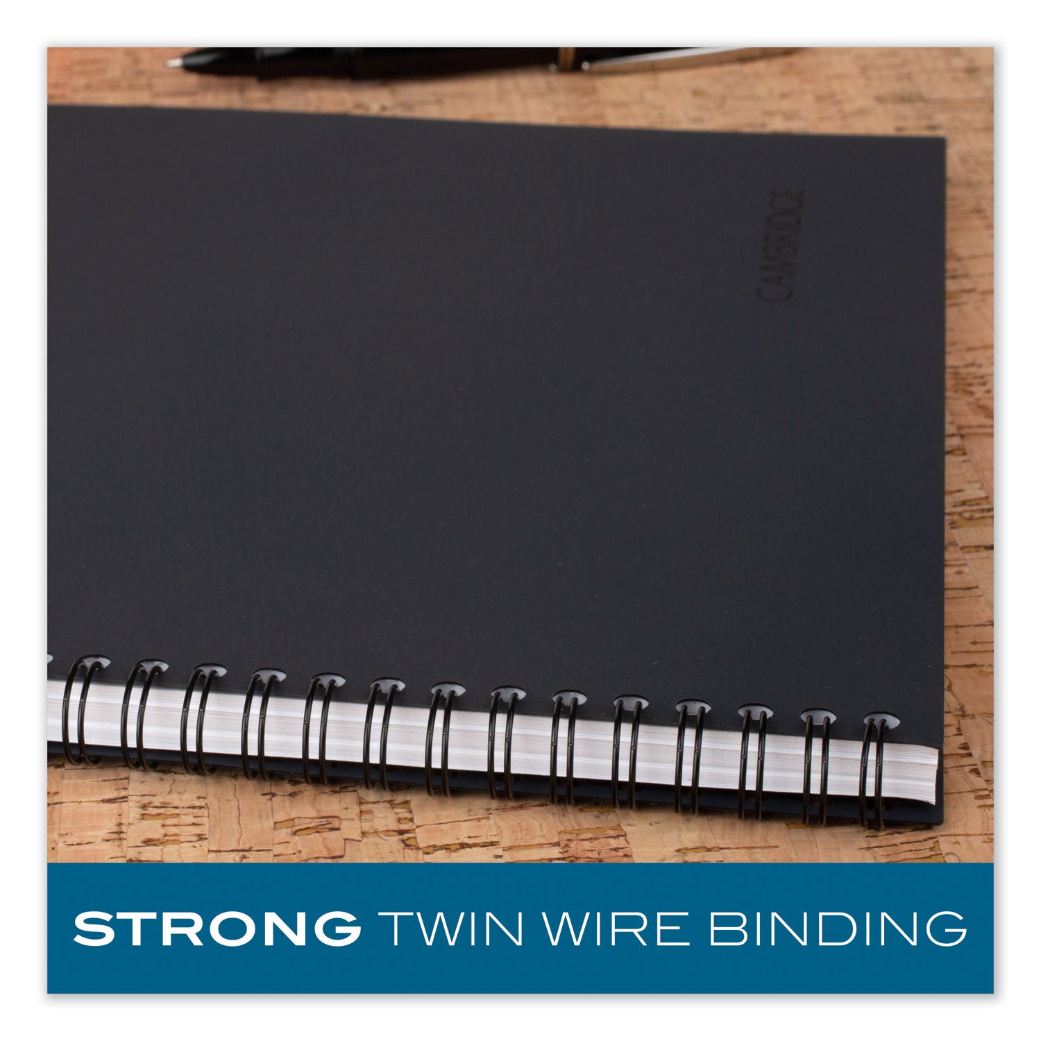 80 Sheets - Wire Bound - 0.28" Ruled - 20 lb Basis Weight - 6" x 9 1/2" Sheet Size - White Paper - Black Linen Cover - Pocket, Tab, Subject, Perforated, Flexible Cover - 1 Each