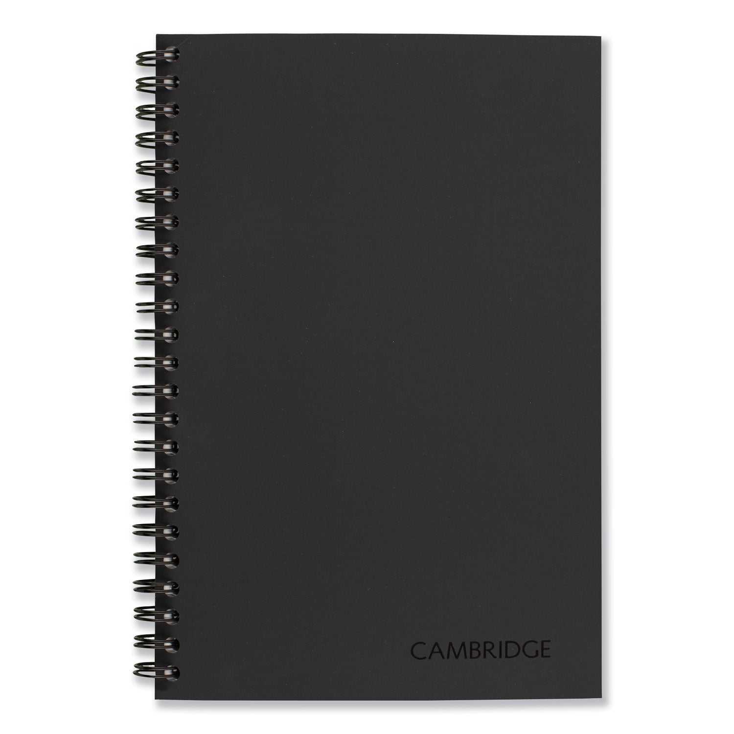 Cambridge Limited Business Notebook, 80 Sheets, 8" x 5", College Ruled, Wire Bound, Perforated, Black Linen Flexible Cover, 20 lb White Bond Paper, 1 Each