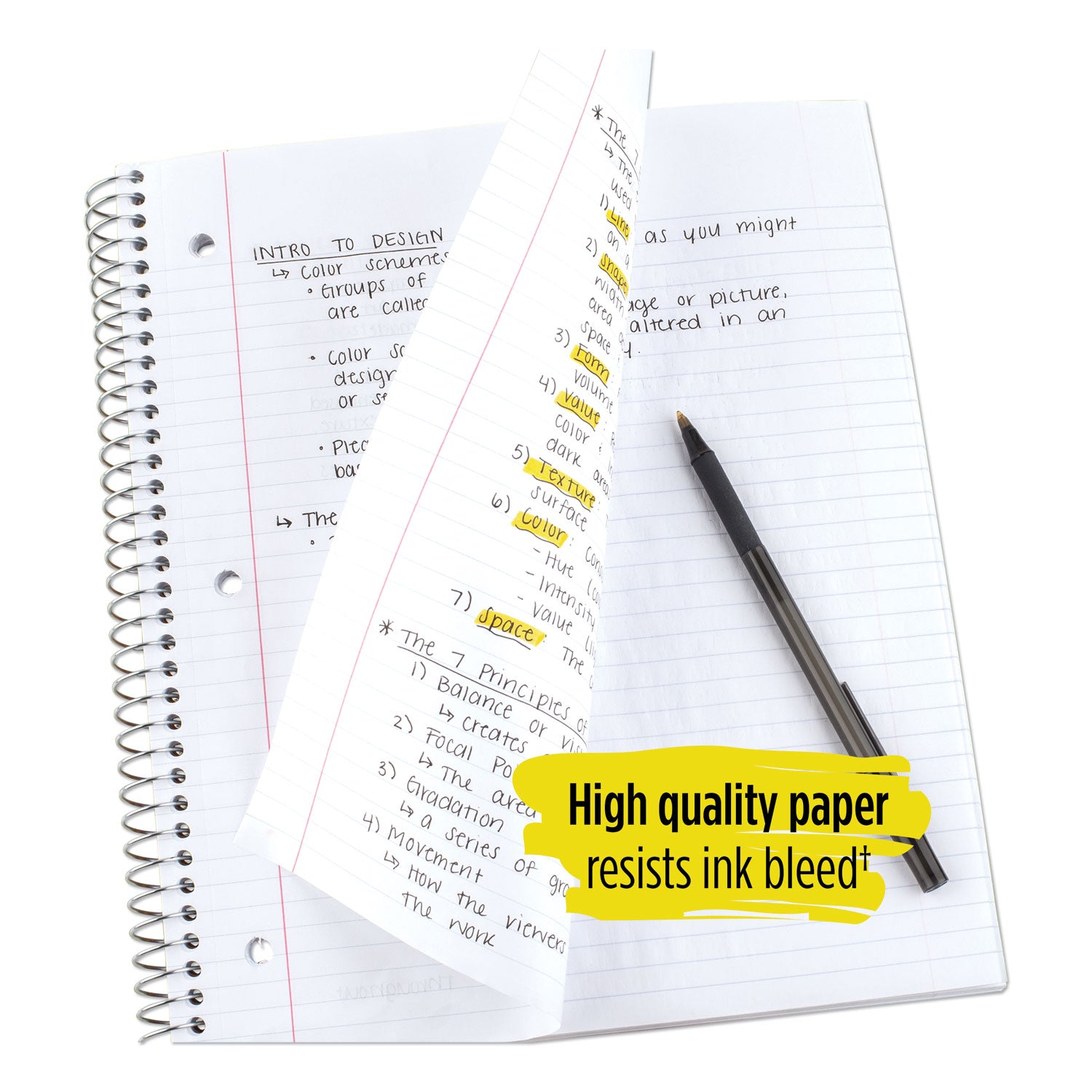 Wirebound Notebook, 1-Subject, Medium/College Rule, Green Cover, (100) 11 x 8.5 Sheets