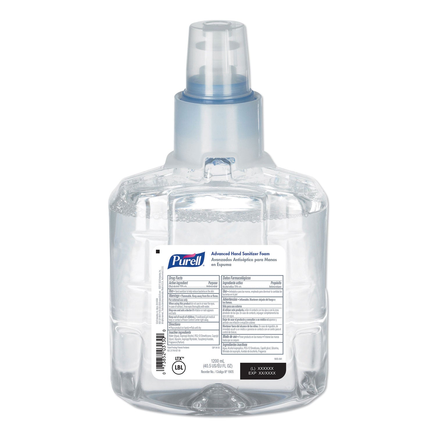 PURELL&reg; Hand Sanitizer Foam Refill - Clean Scent - 1.27 quart - Kill Germs - Hand, Skin - Clear - Chemical-free - 2 / Carton