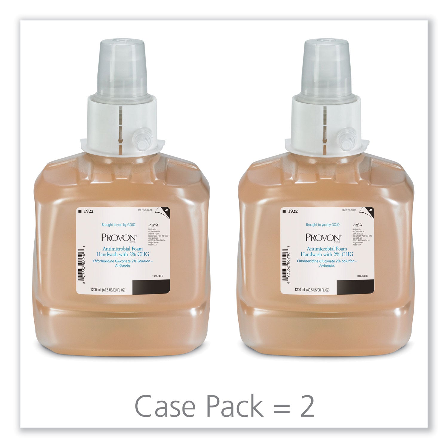 1.27 quart - Pump Bottle Dispenser - Kill Germs - Hand - Antibacterial - Beige - Fragrance-free, Dye-free - 2 / Carton