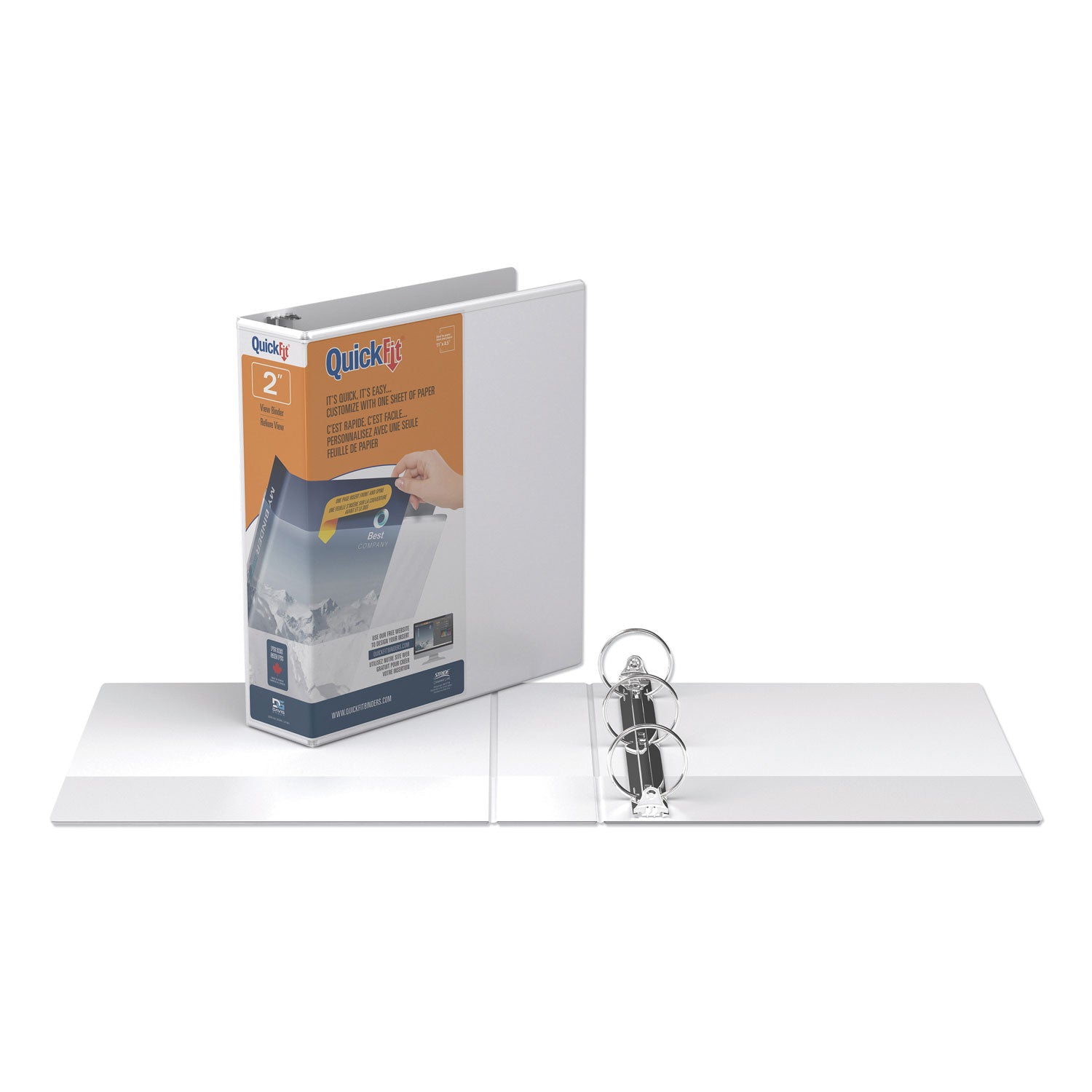 Quickfit Round-Ring View Binder, 3 Rings, 2" Capacity, 11 X 8.5, White
