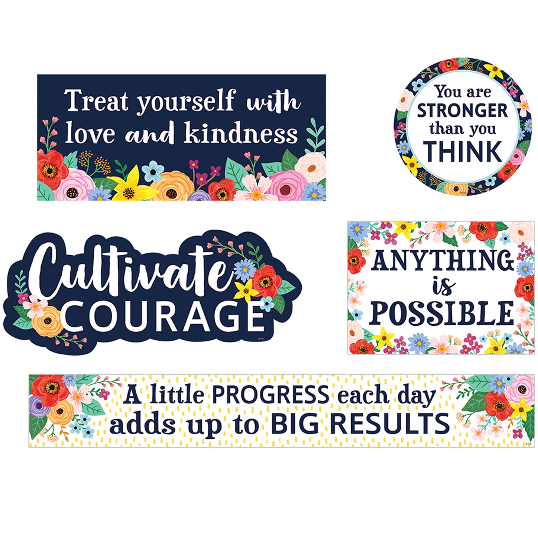 Wildflowers Mini Bulletin Board Set, 16 Pieces