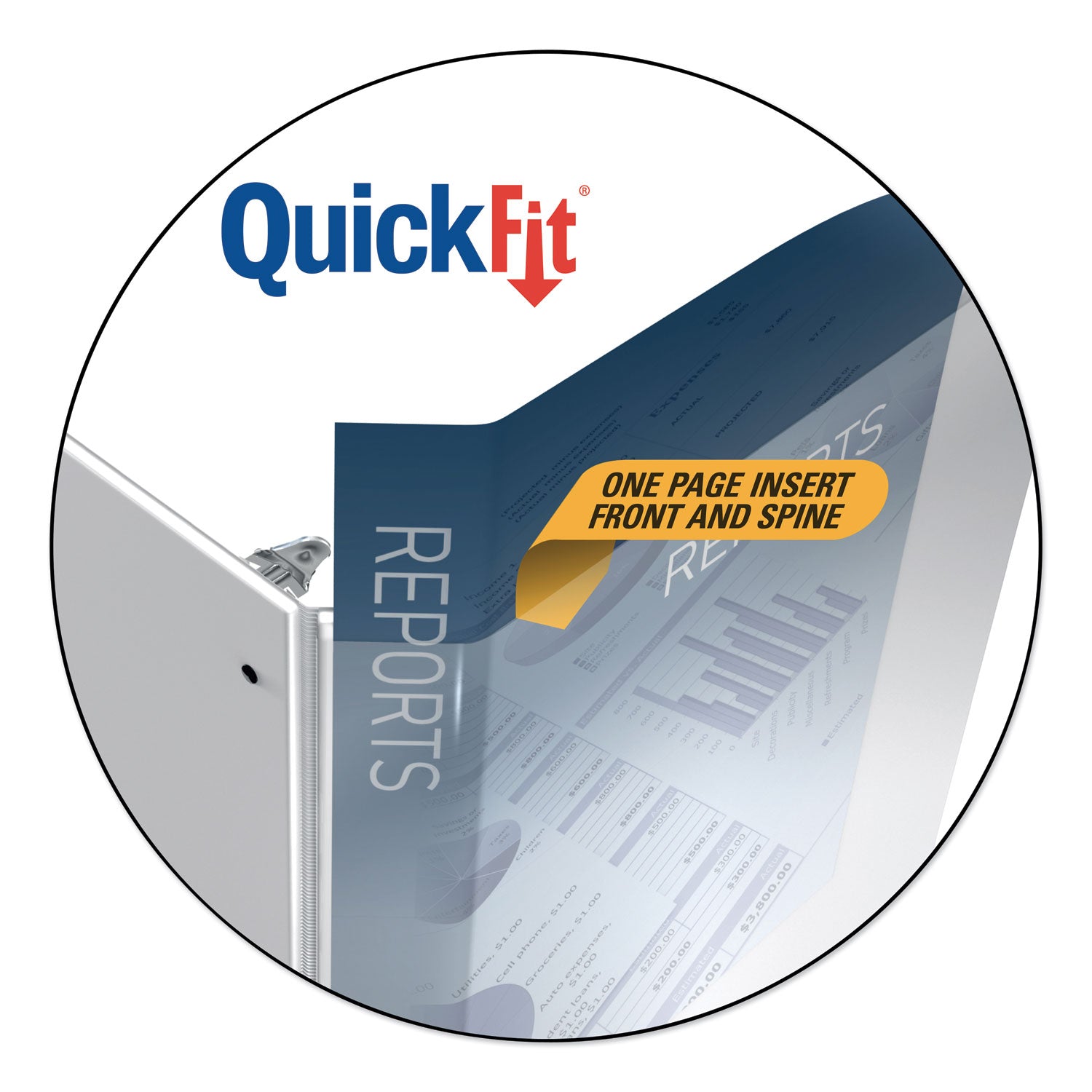 Quickfit D-Ring View Binder, 3 Rings, 1" Capacity, 11 X 8.5, White