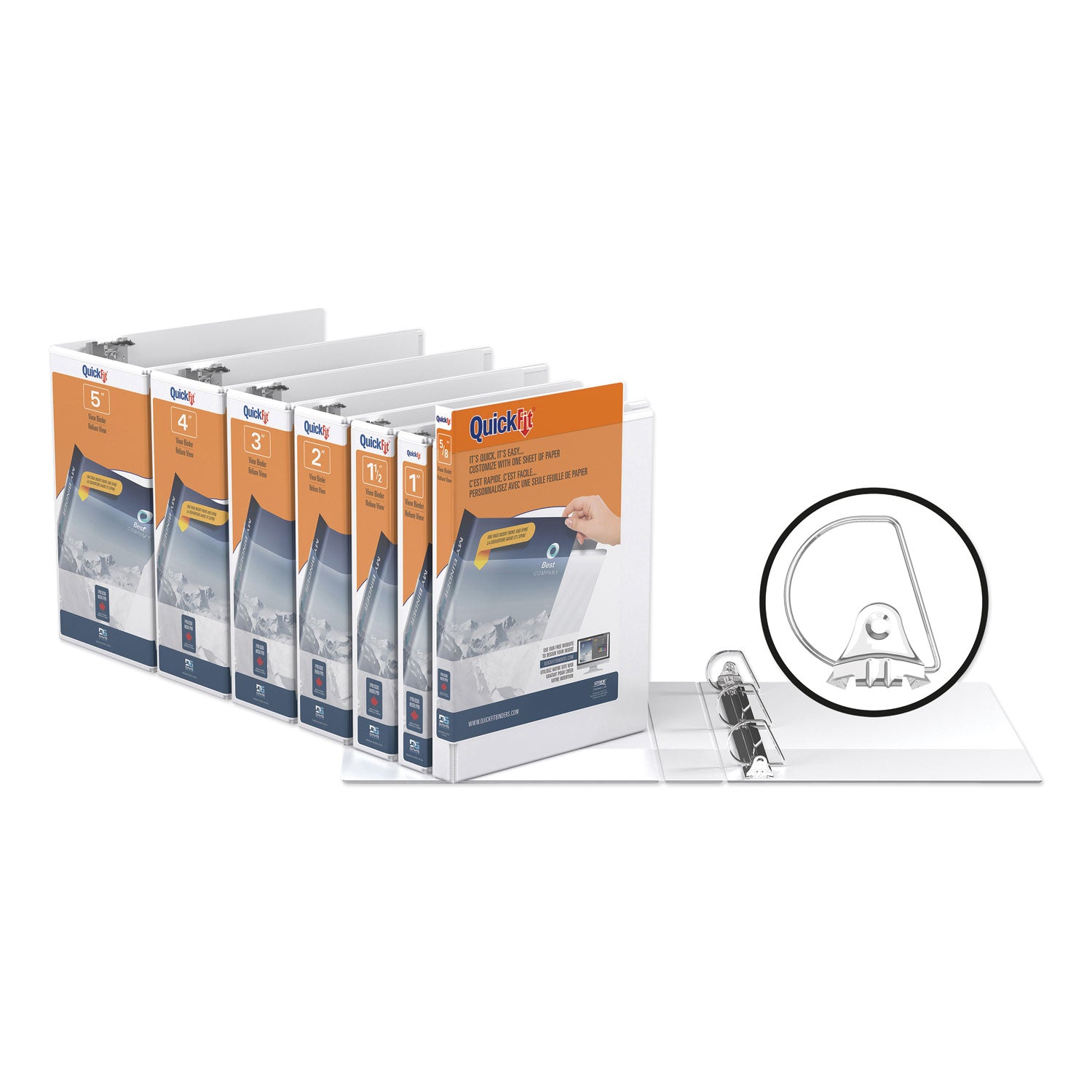 Quickfit D-Ring View Binder, 3 Rings, 3" Capacity, 11 X 8.5, White