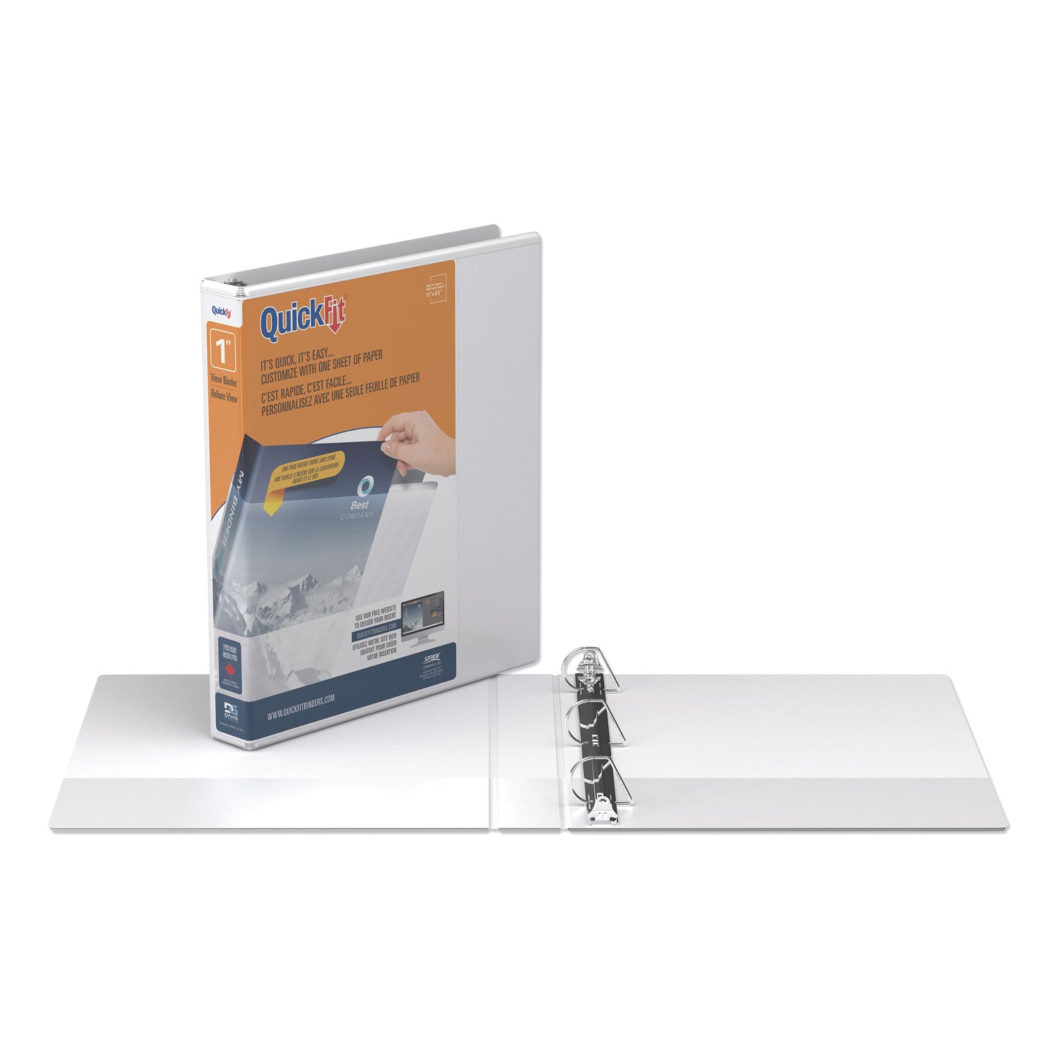 Quickfit D-Ring View Binder, 3 Rings, 1" Capacity, 11 X 8.5, White