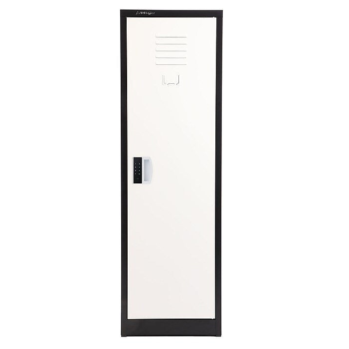 48" H x 15" W Steel Single Tier Storage Locker with Digital Lock, Black and White
