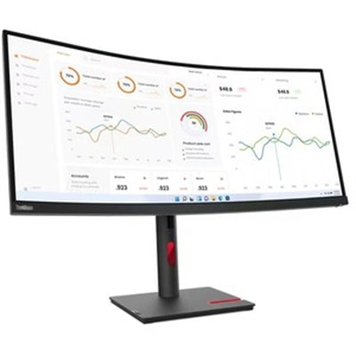 Lenovo - ThinkVision T34w-30 34" Class UW-QHD Curved Screen LED Monitor - 21:9 - Raven Black - 34" Viewable - Vertical - 95% DCI-P3