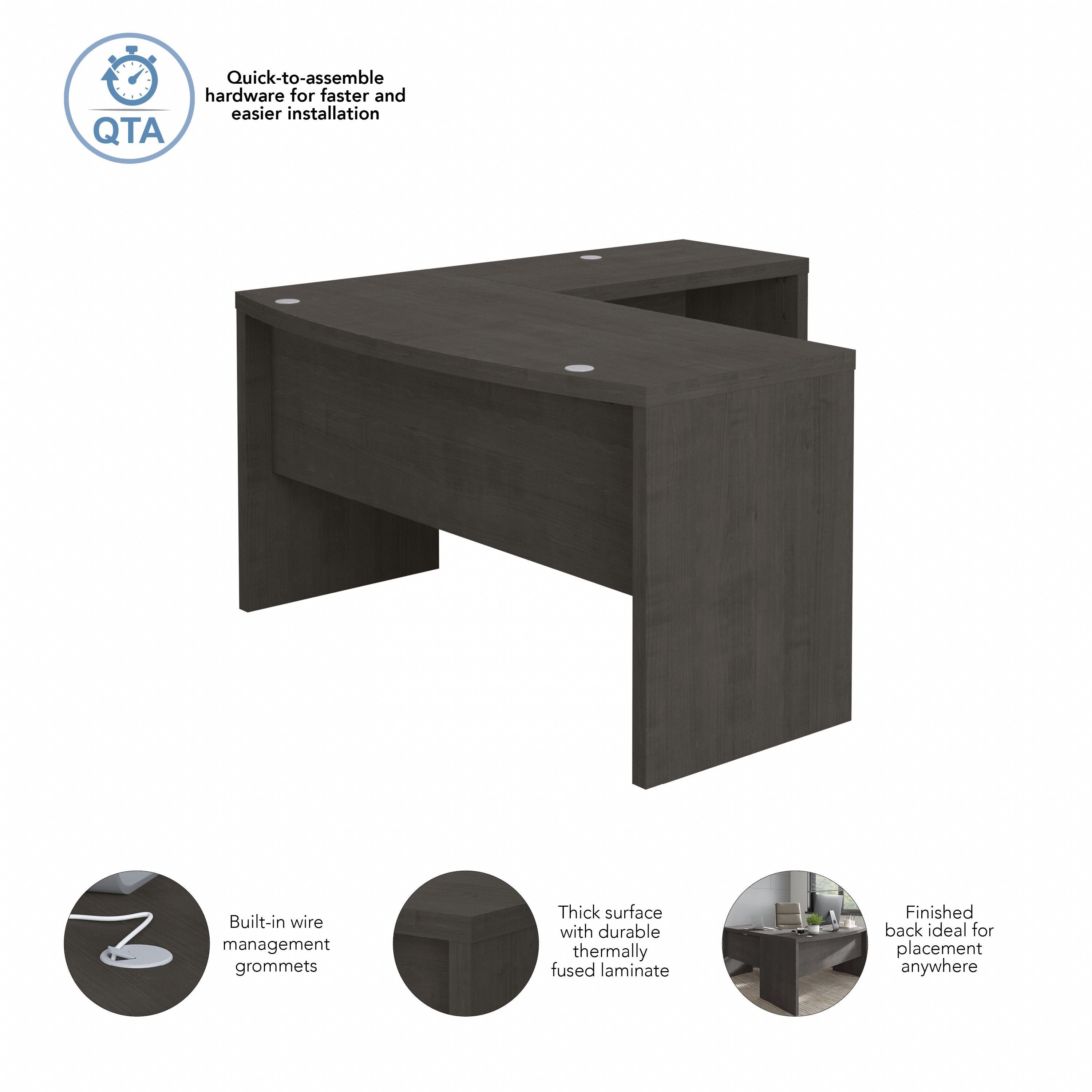 Bush Business Furniture Echo L Shaped Bow Front Desk in Charcoal Maple - 60" Width x 64.02" Depth x 30" Height