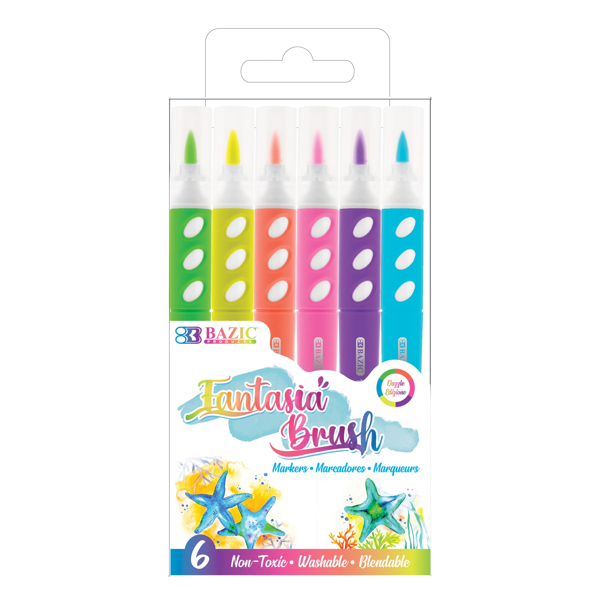 Brush Markers, 6 Fluorescent Colors