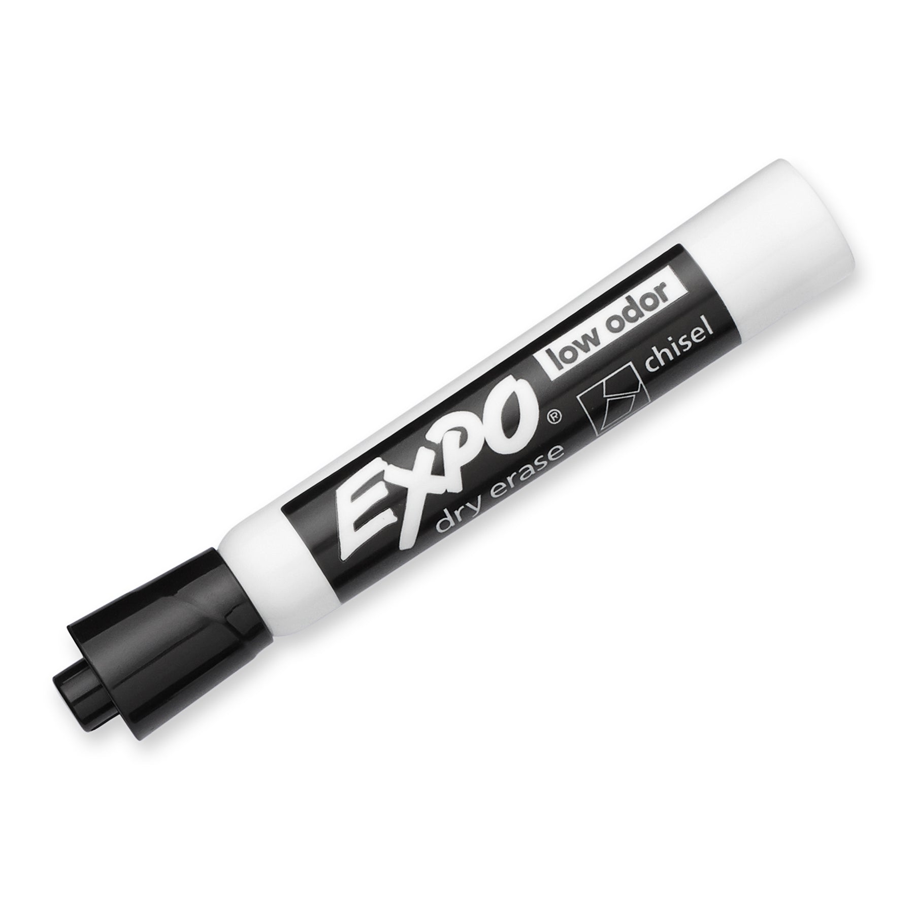 Low-Odor Dry Erase Markers, Chisel Tip, Black, Box of 12