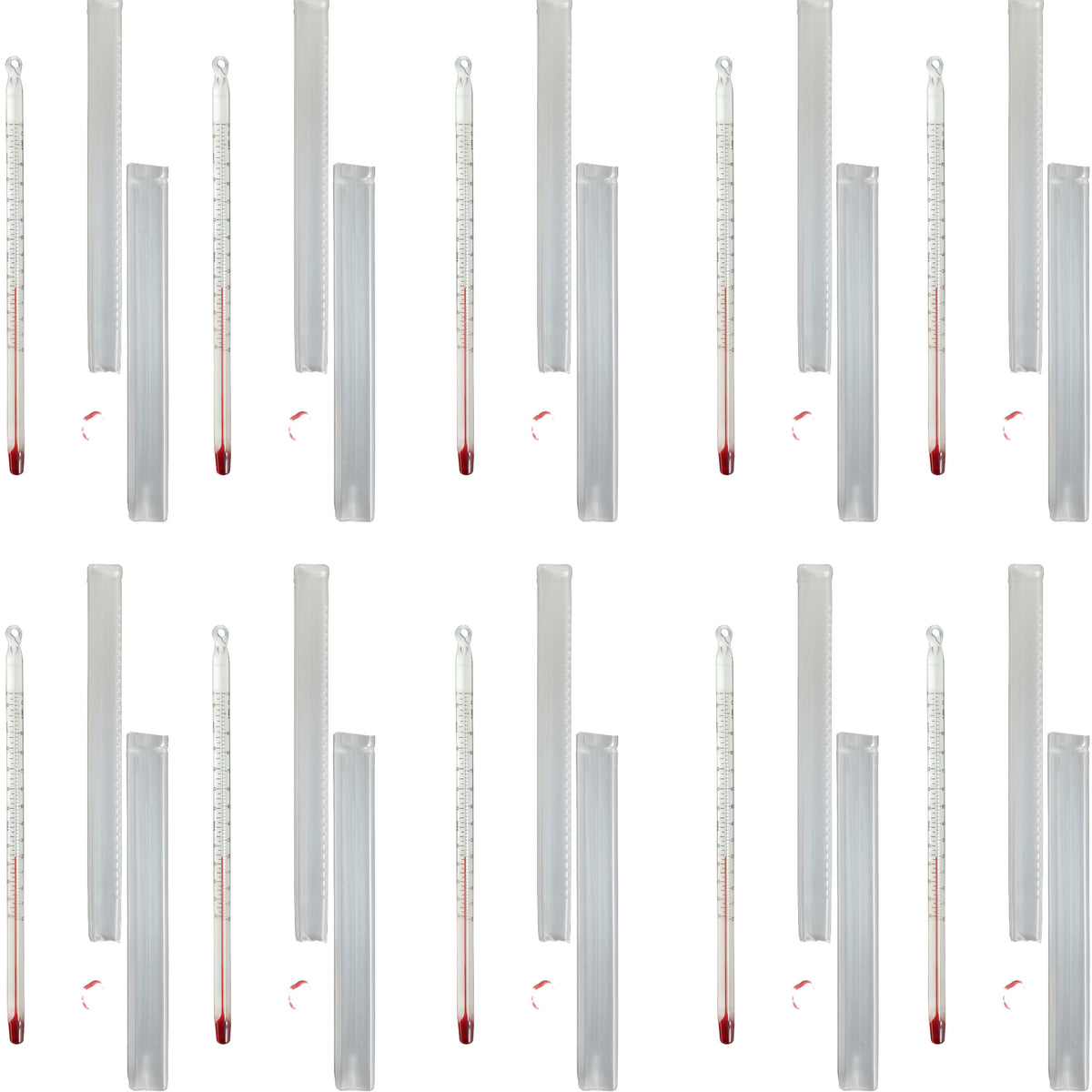 Thermometer, White-Backed, Double Scale, 6", 0-230°F/5°F and -20-110°C/2°C, Pack of 10