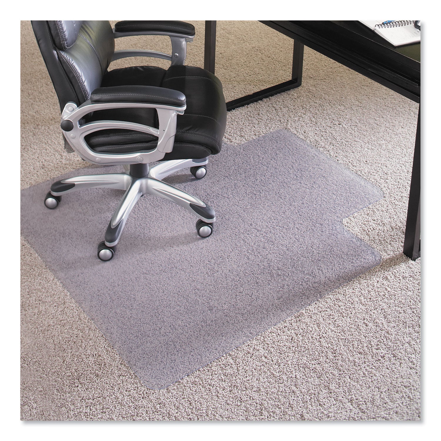 ES ROBBINS EverLife Chair Mat with Lip - Pile Carpet - 48" Length x 36" Width - Lip Size 10" Length x 20" Width - Rectangular - Vinyl - Clear - 1 Each