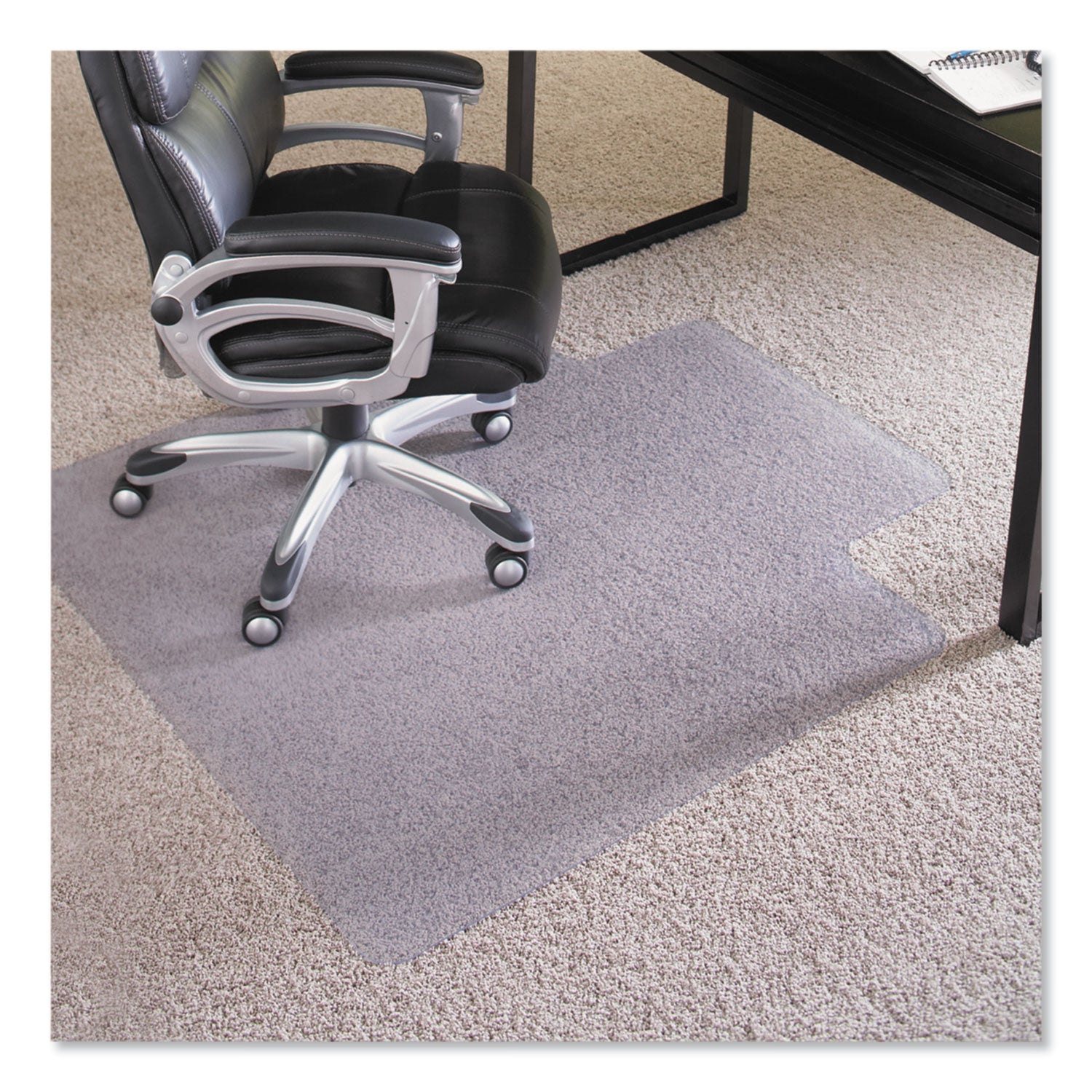 ES ROBBINS EverLife Chair Mat with Lip - Pile Carpet - 53" Length x 45" Width - Lip Size 12" Length x 25" Width - Rectangular - Vinyl - Clear - 1 Each