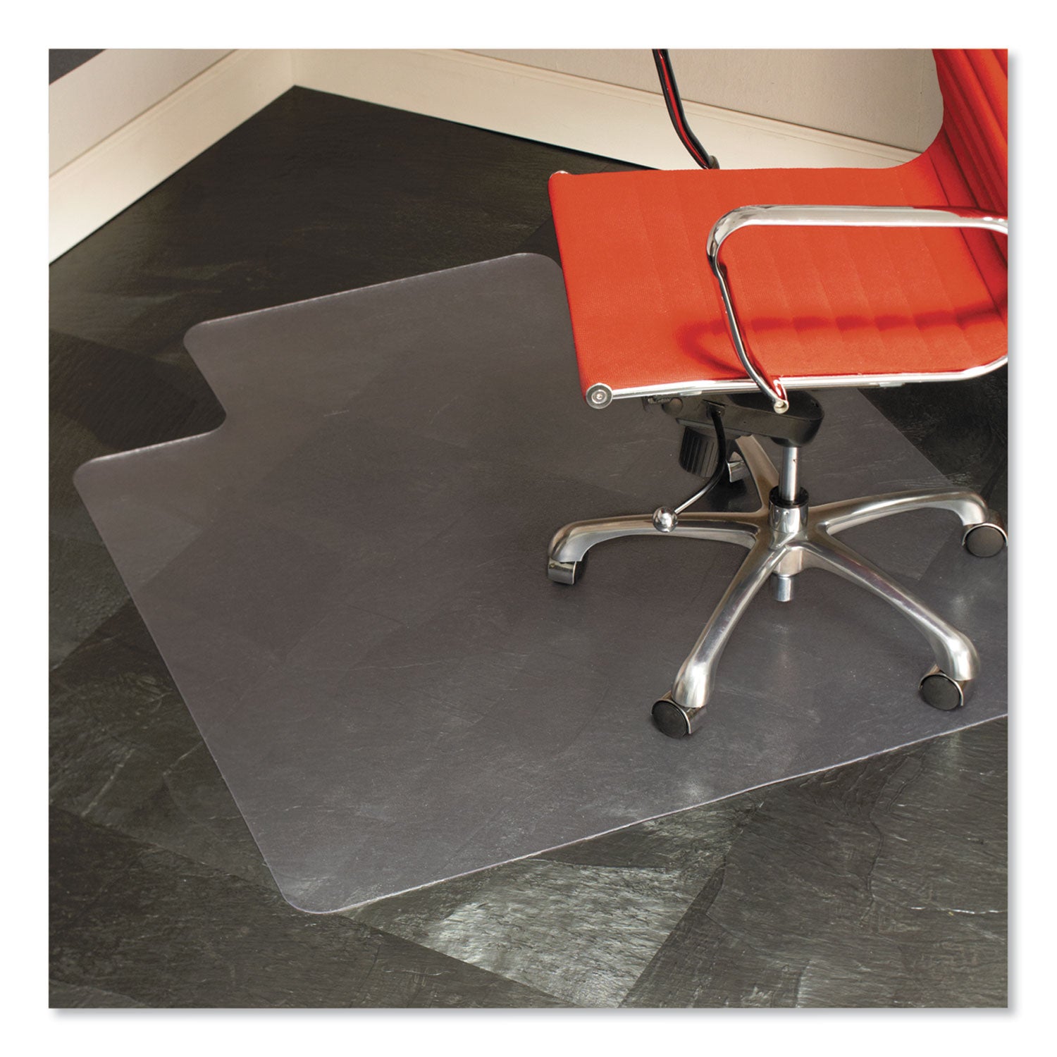 Hardwood Floor, Hard Floor, Wood Floor, Tile Floor - 53" Length x 45" Width x 0.110" Thickness - Lip Size 12" Length x 25" Width - Vinyl - Clear - 1 Each