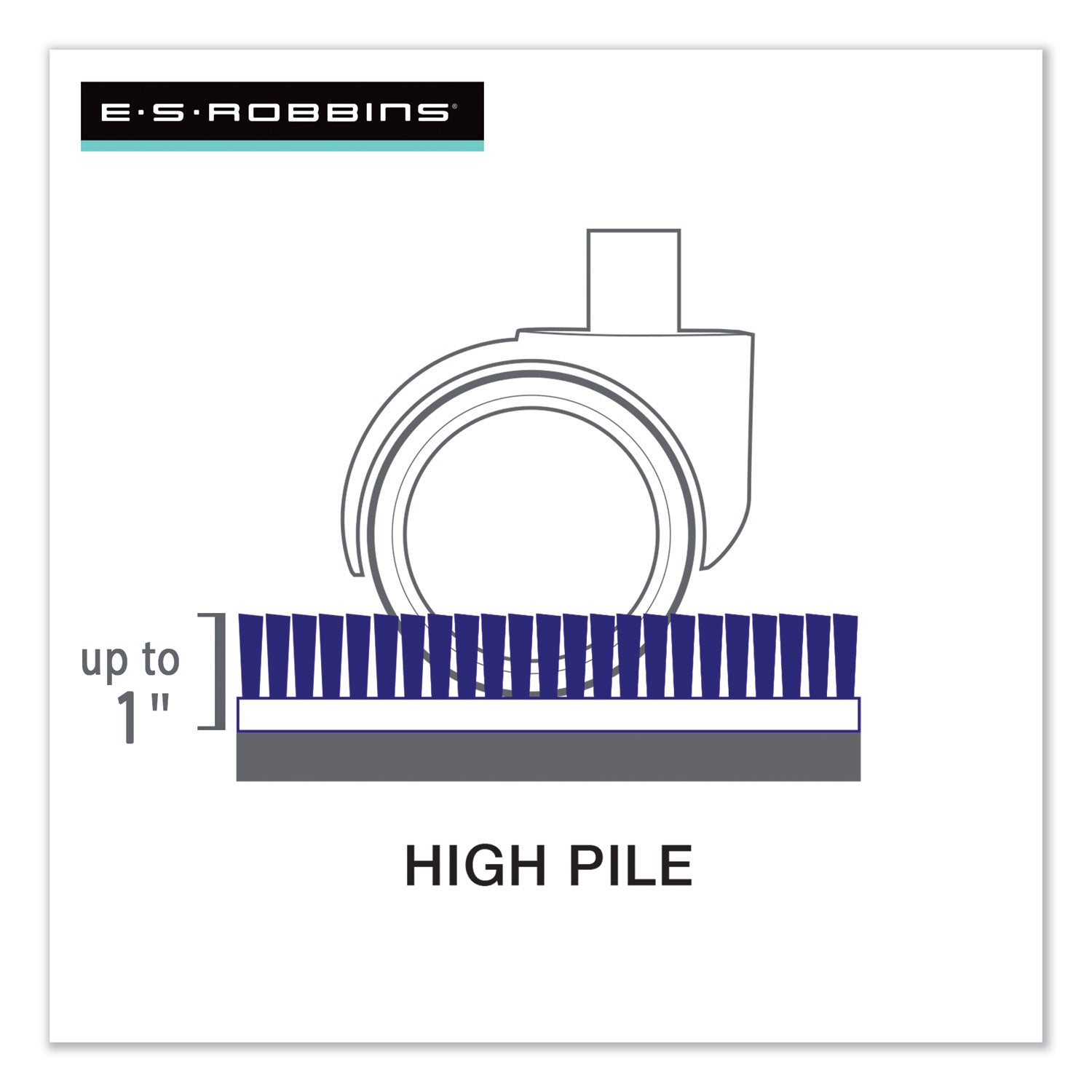 ES ROBBINS EverLife Rectangular Chair Mat - Pile Carpet - 60" Length x 46" Width x 1" Thickness - Rectangular - Vinyl - Clear - 1 Each