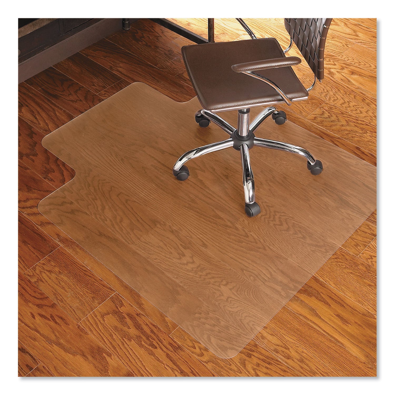 Hard Floor, Wood Floor, Tile Floor - 53" Length x 45" Width - Lip Size 12" Length x 25" Width - Rectangular - Vinyl - Clear - 1 Each