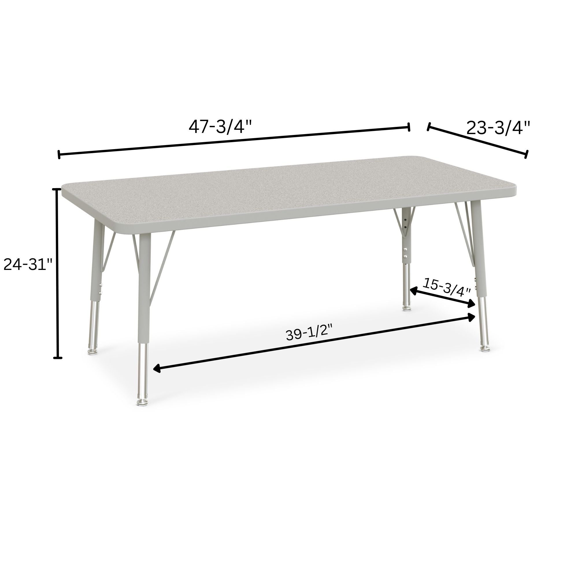 Berries® Rectangle Activity Table - 24" X 48", A-height - Freckled Gray/Gray/Gray