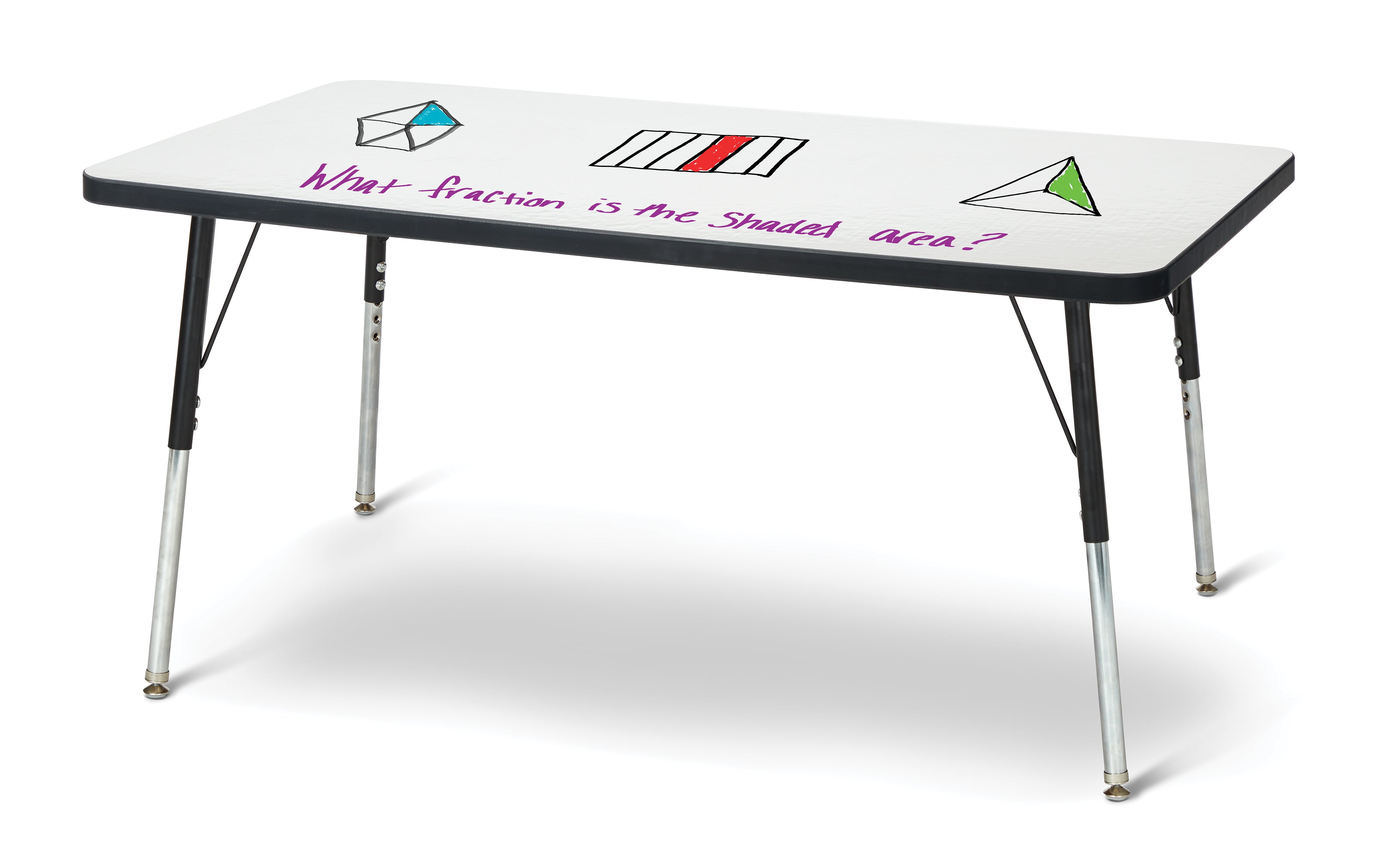 Berries® Rectangle Dry Erase Table - 24" x 48", A-height - Write-n-Wipe/Black/Black