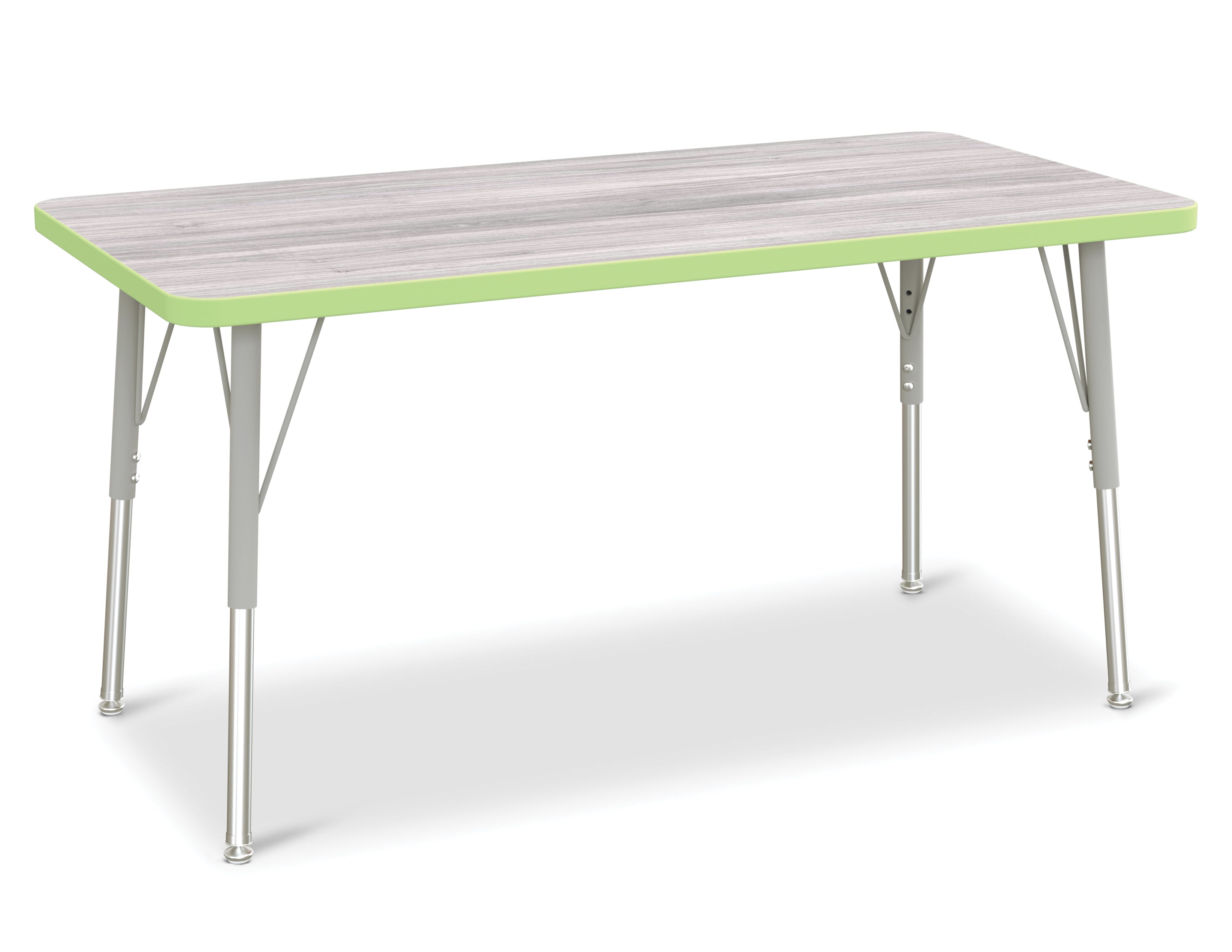 Berries® Rectangle Activity Table - 24" X 48", A-height - Driftwood Gray/Key Lime/Gray