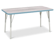 Berries® Rectangle Activity Table - 24" X 48", A-height - Driftwood Gray/Coastal Blue/Gray