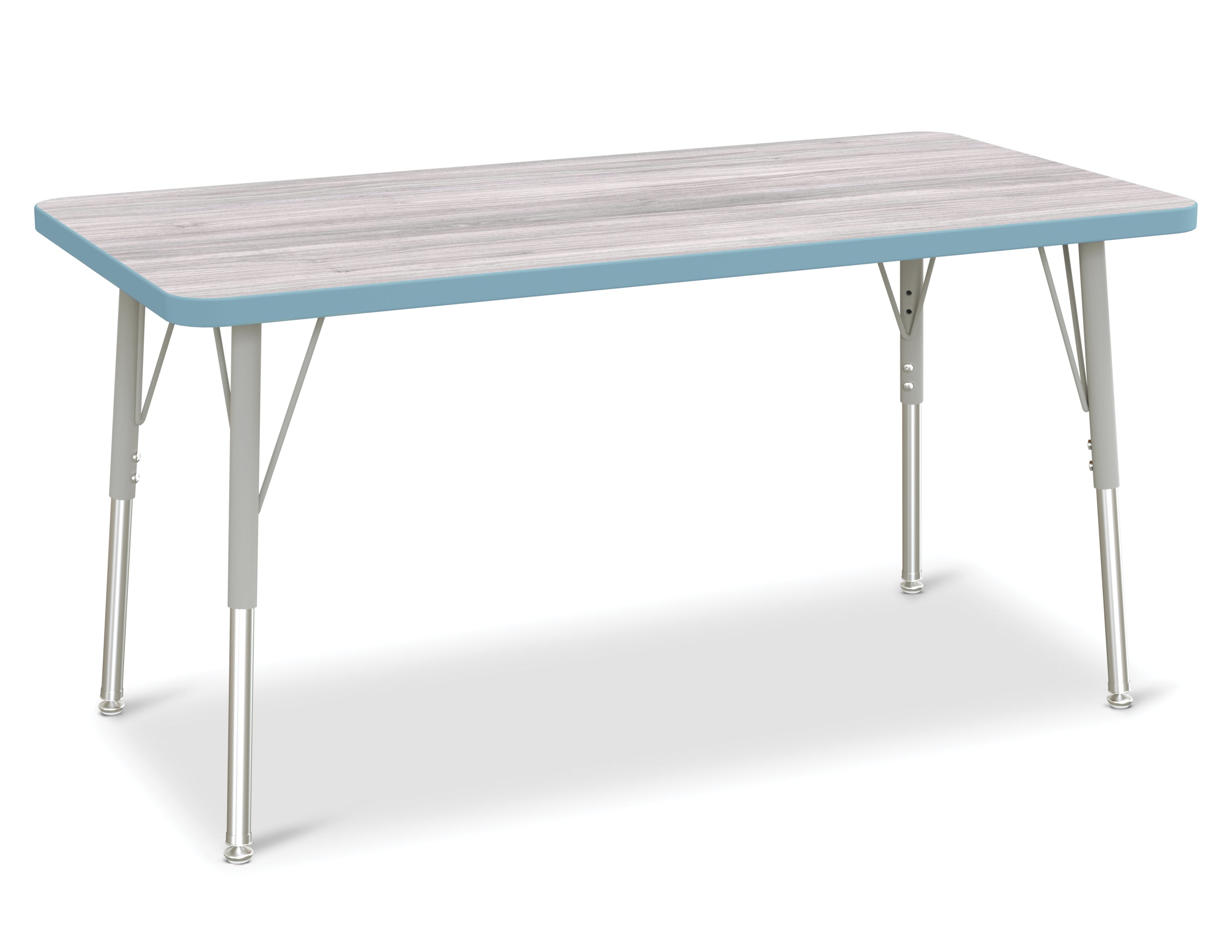 Berries® Rectangle Activity Table - 24" X 48", A-height - Driftwood Gray/Coastal Blue/Gray