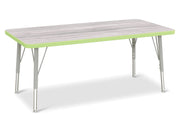 Berries® Rectangle Activity Table - 24" X 48", E-height - Driftwood Gray/Key Lime/Gray