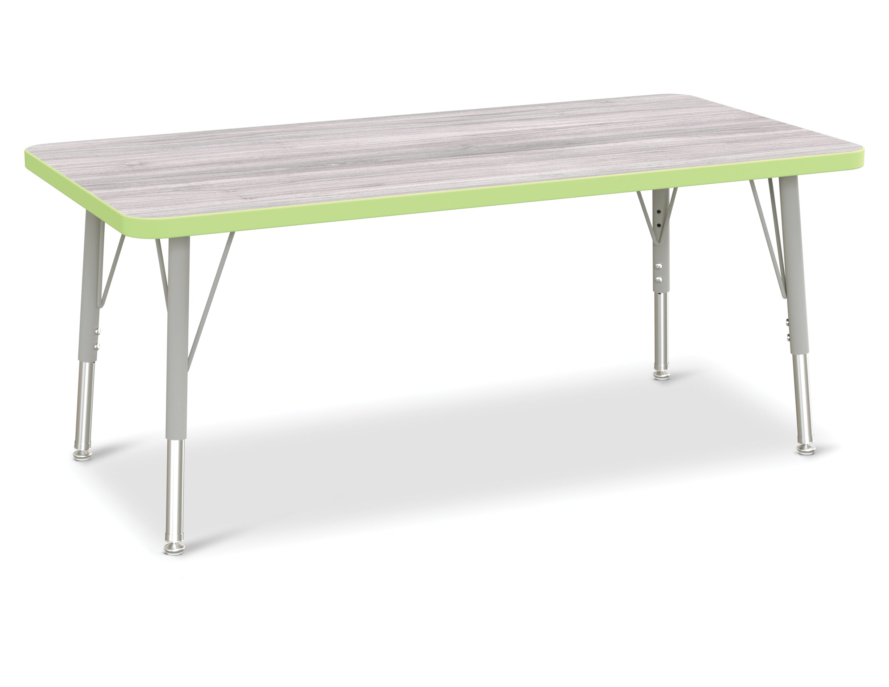 Berries® Rectangle Activity Table - 24" X 48", E-height - Driftwood Gray/Key Lime/Gray